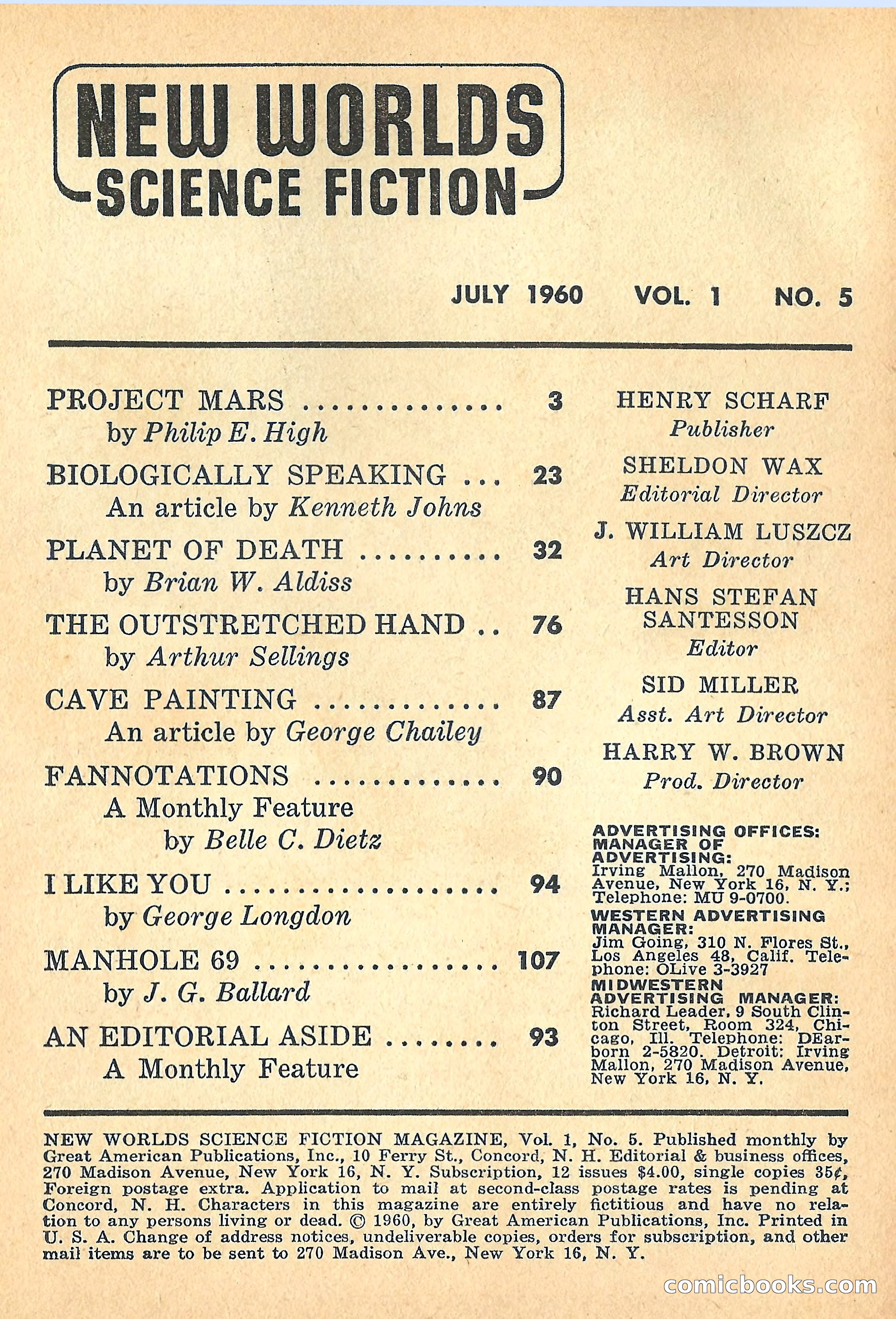 New Worlds, July 1960 — page 4 of 132