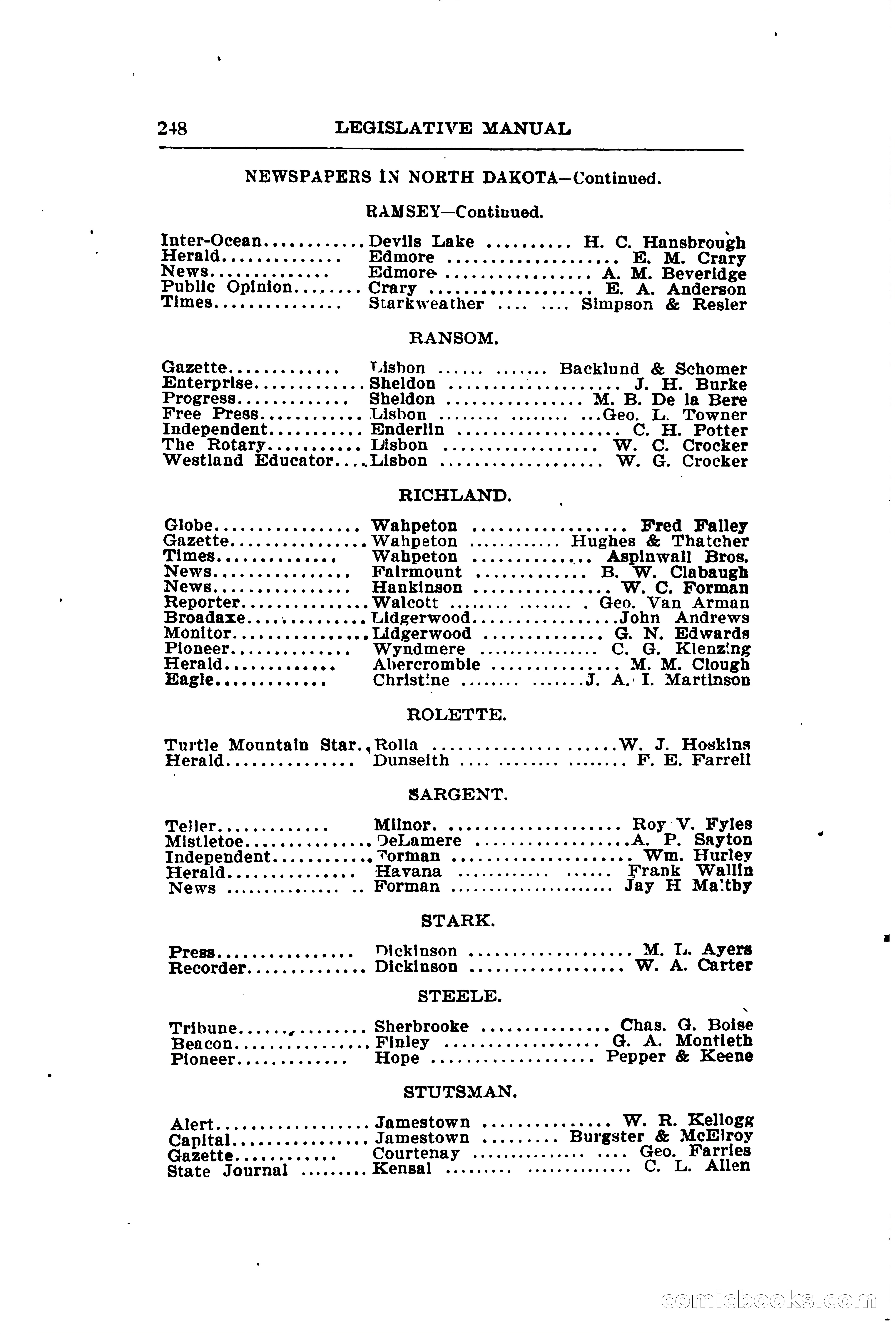North Dakota Blue Book — page 279 of 281
