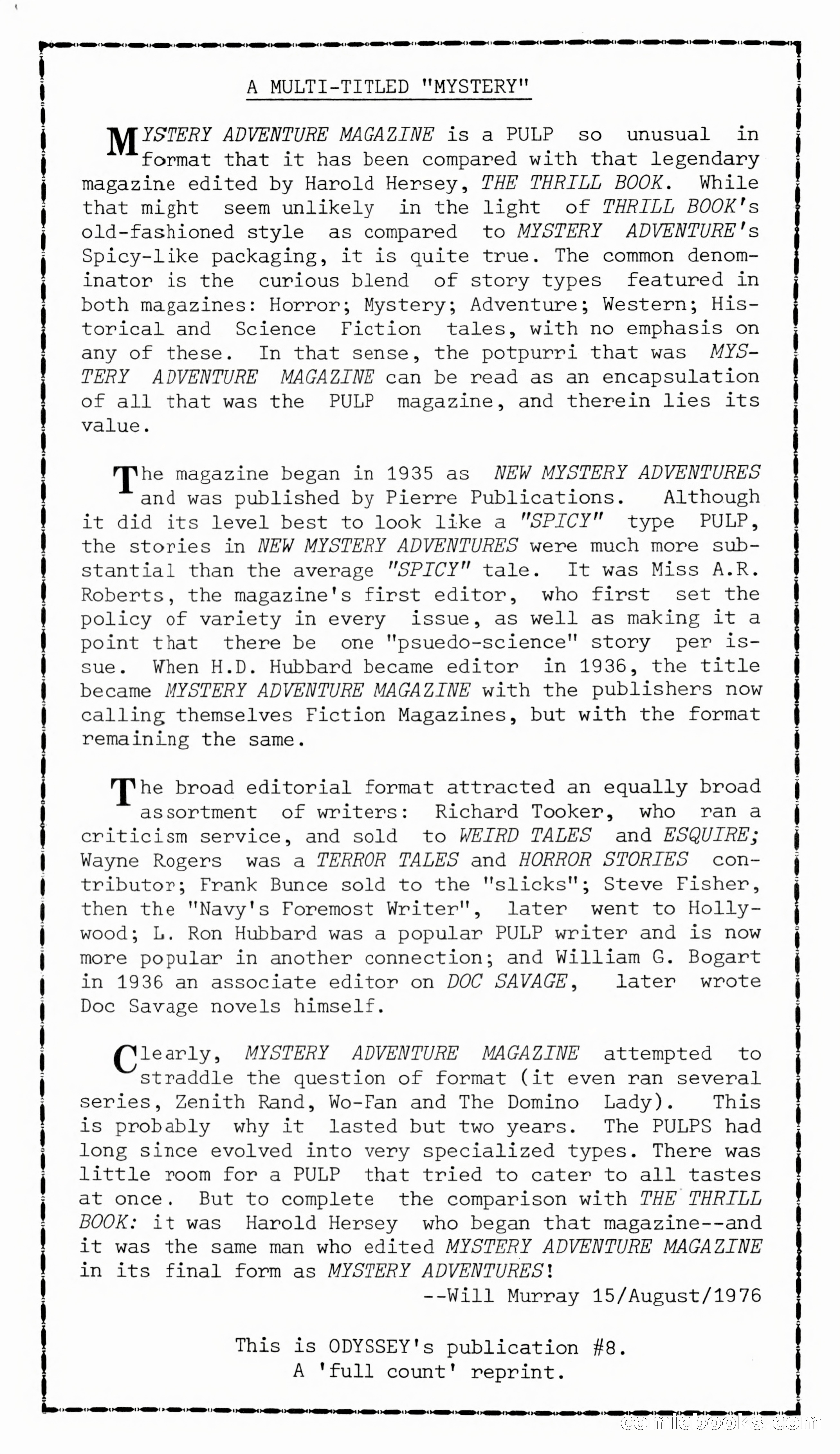 Mystery Adventure Magazine — page 2 of 124