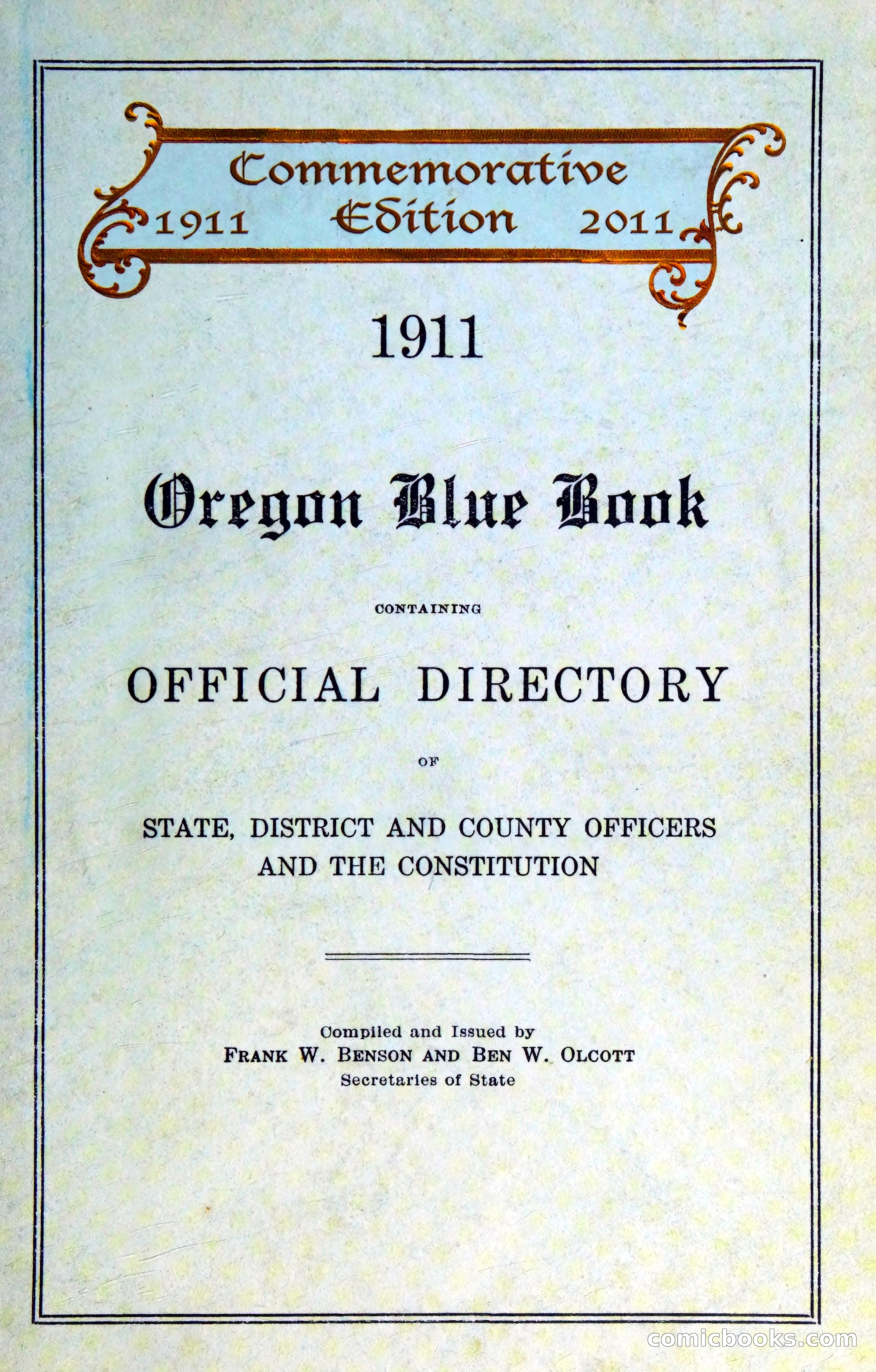 Oregon Blue Book, 1911 Commemorative Edition