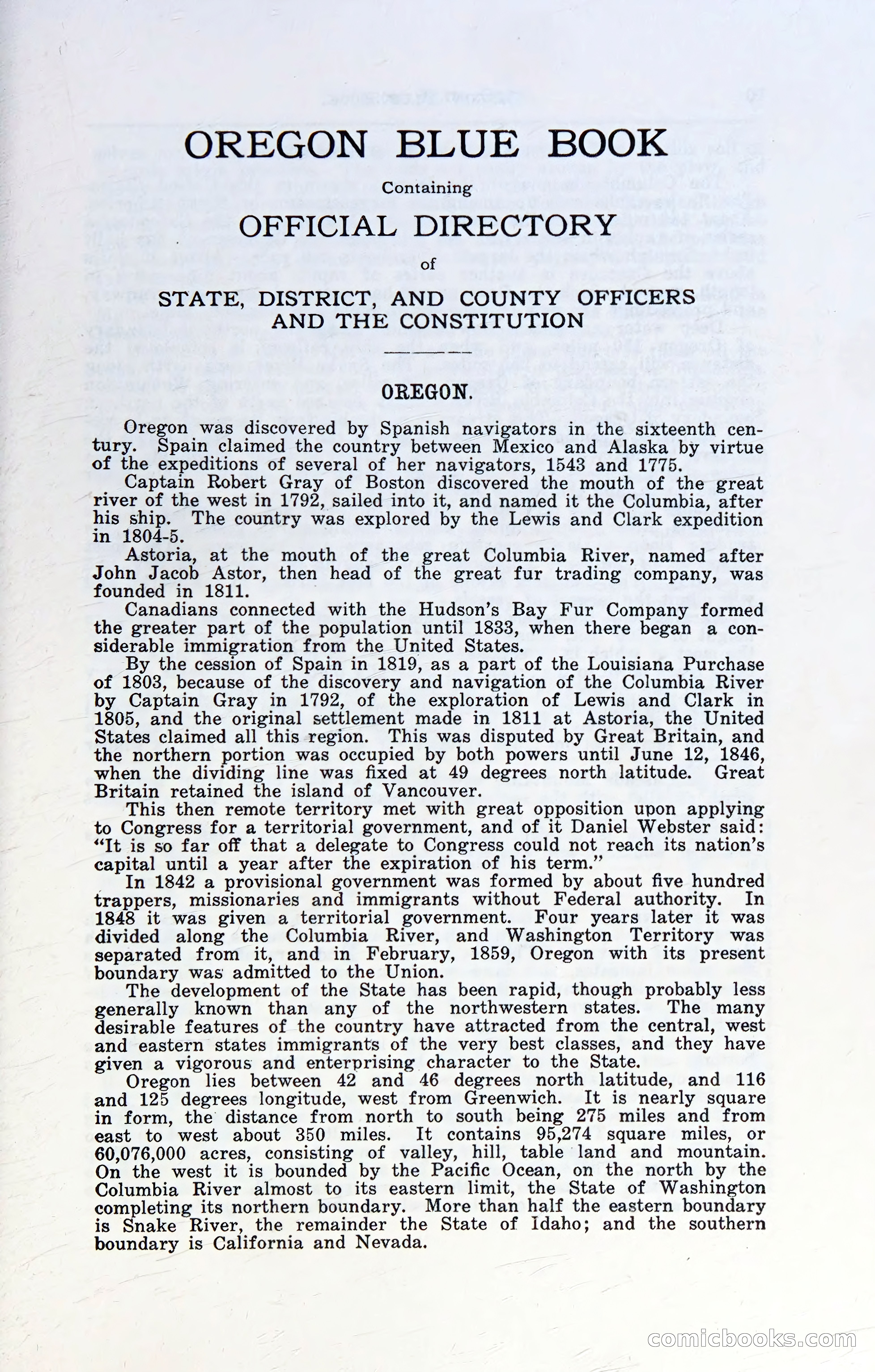 Oregon Blue Book, 1911 Commemorative Edition — page 8 of 141