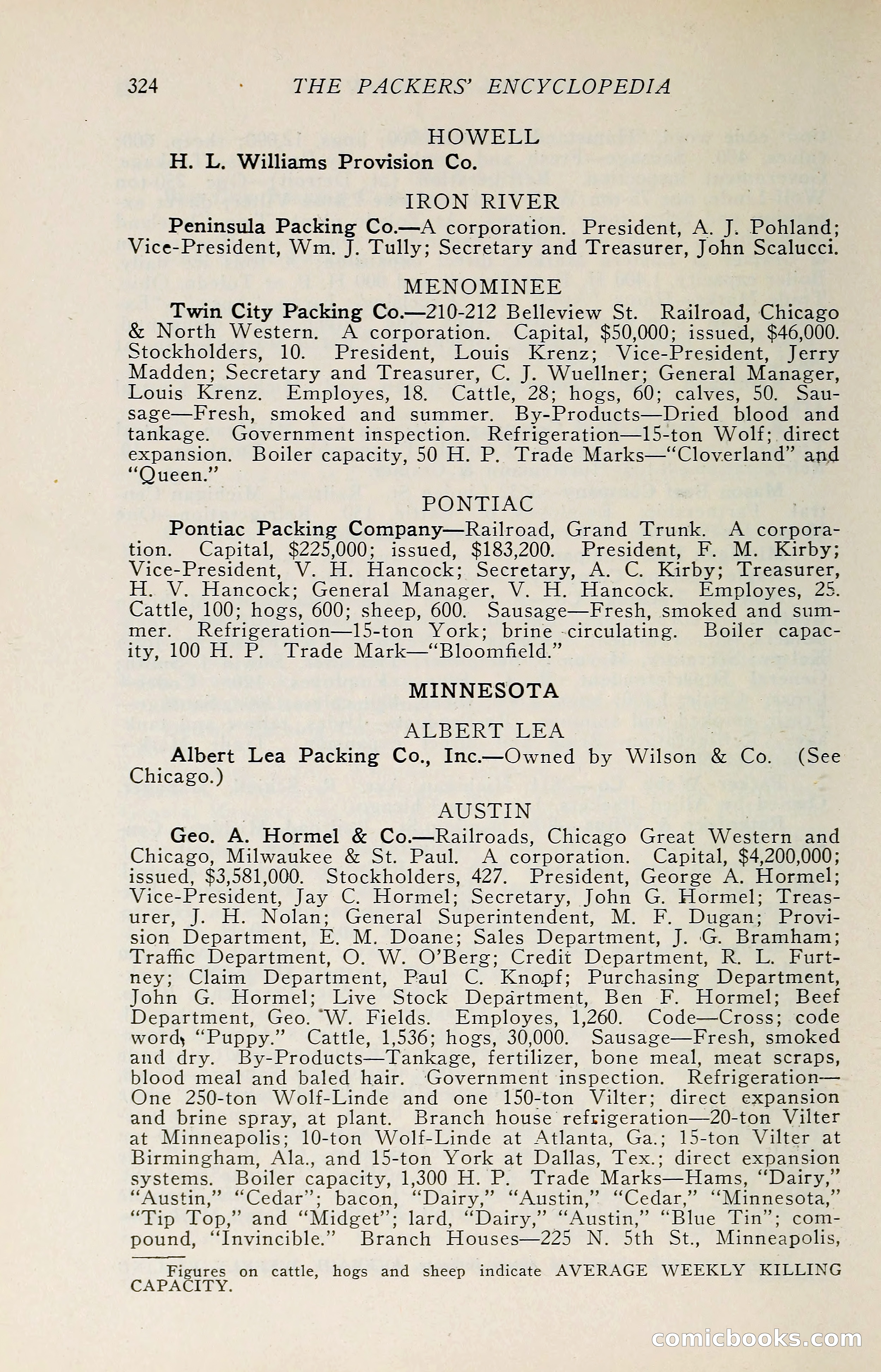 The Packers' Encyclopedia: Blue Book of the American Meat Packing and Allied Industries — page 339 of 399