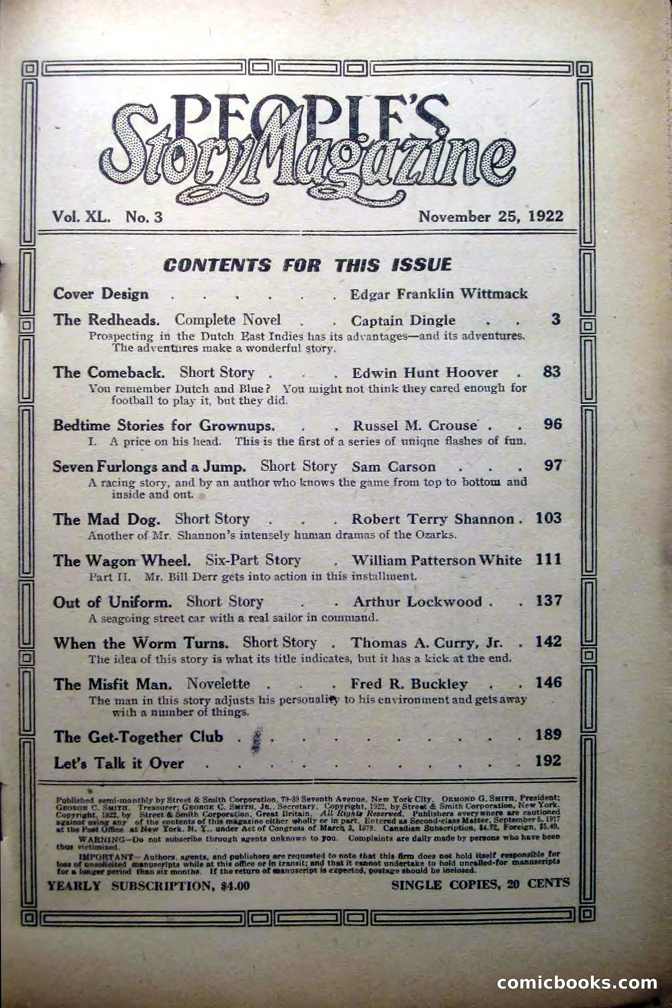 People's Story Magazine, November 25, 1922 — page 3 of 196