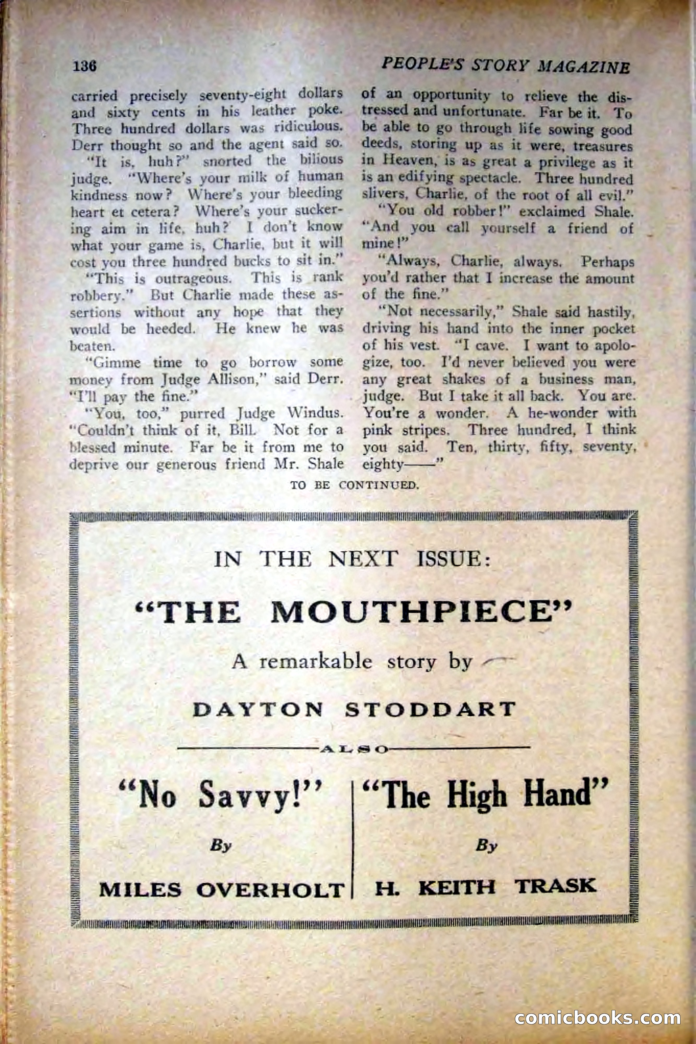 People's Story Magazine, November 25, 1922 — page 138 of 196