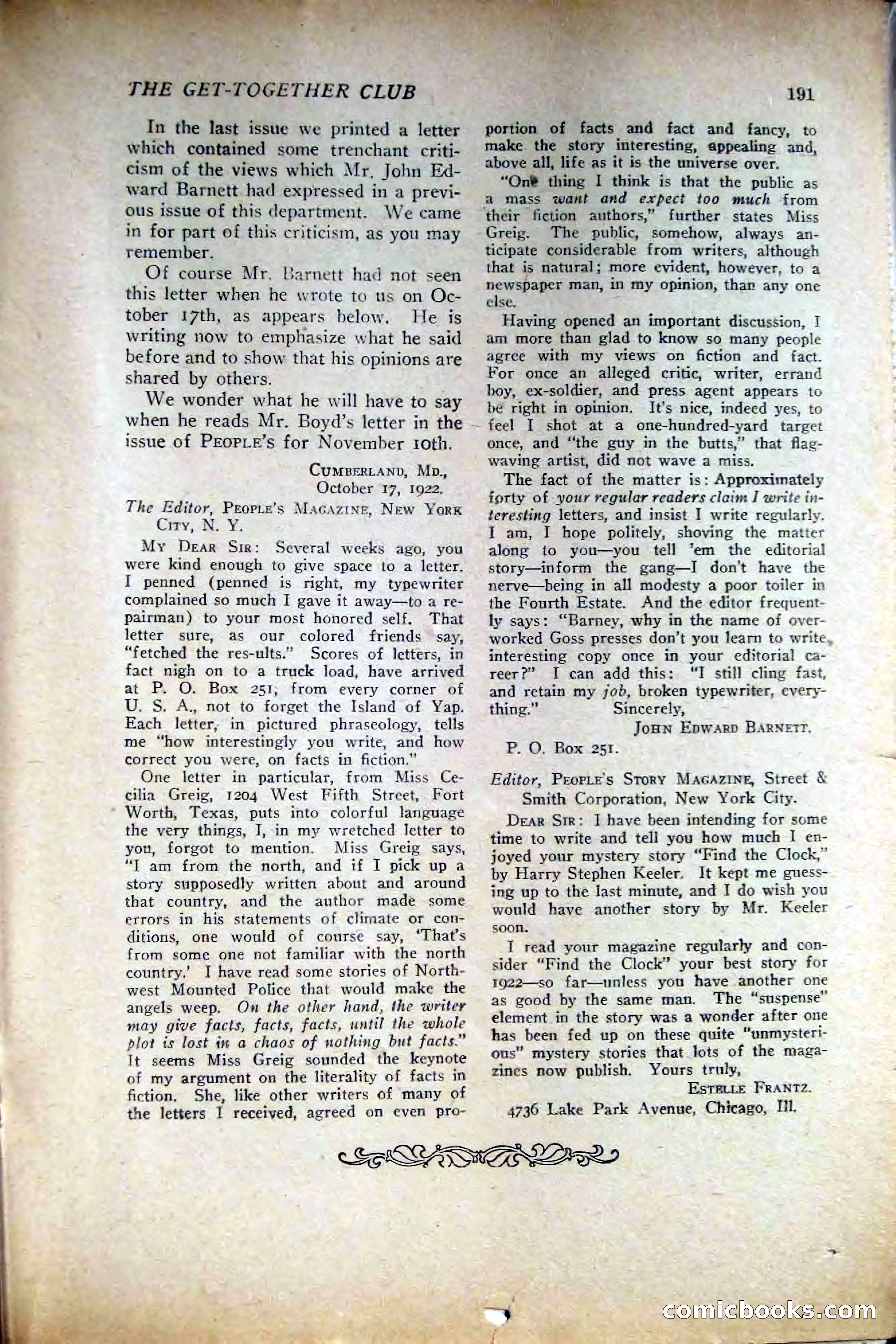 People's Story Magazine, November 25, 1922 — page 193 of 196