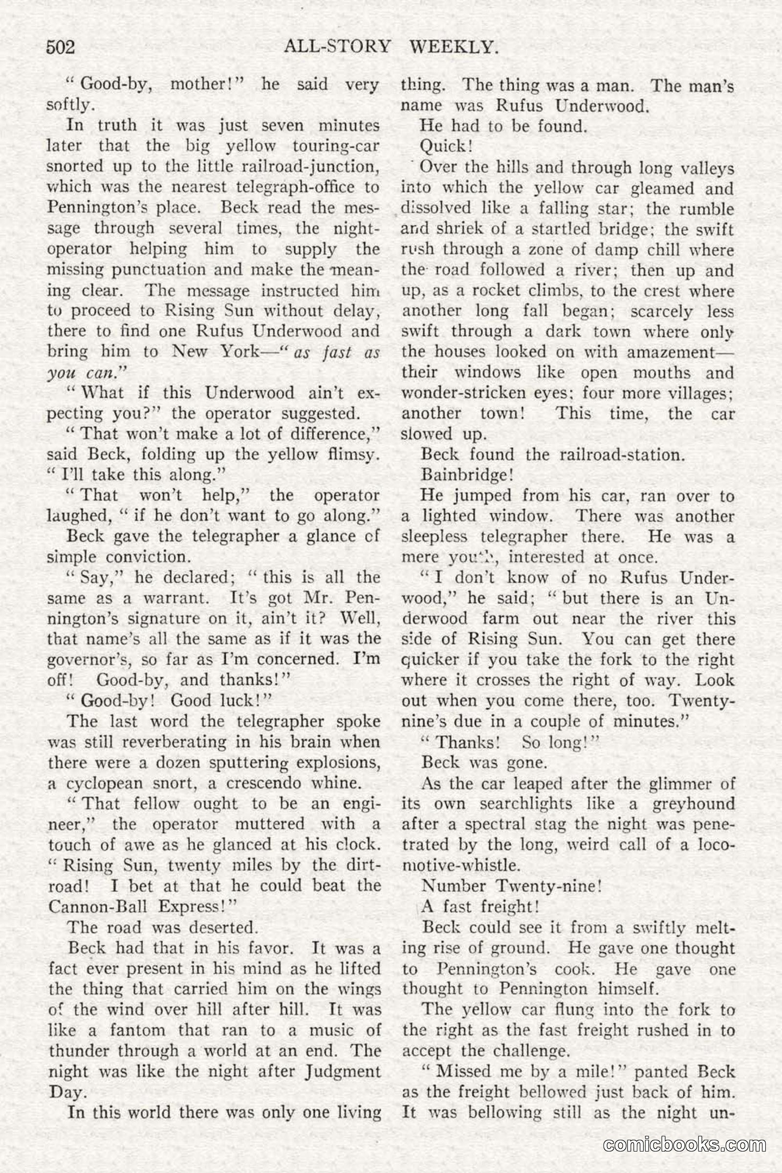 All Story Magazine, February 3, 1917 — page 160 of 194