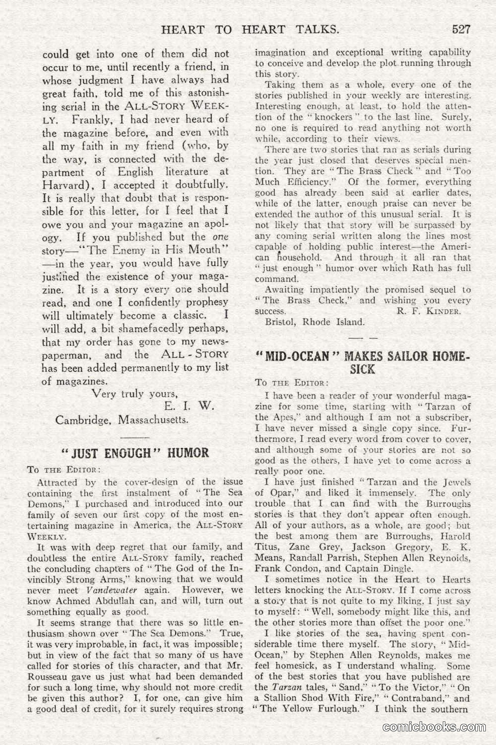 All Story Magazine, February 3, 1917 — page 185 of 194