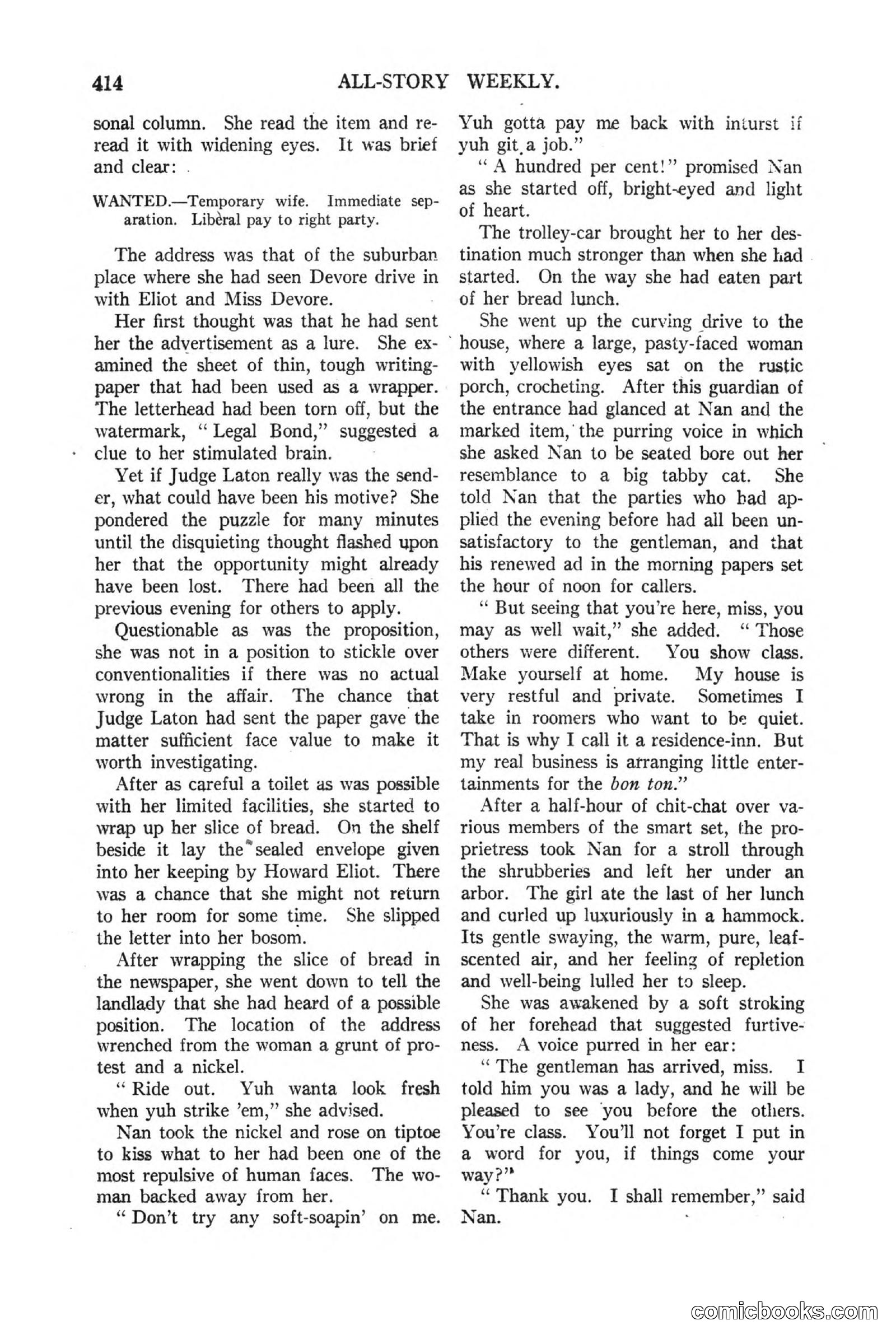 All Story Magazine, March 3, 1917 — page 72 of 192