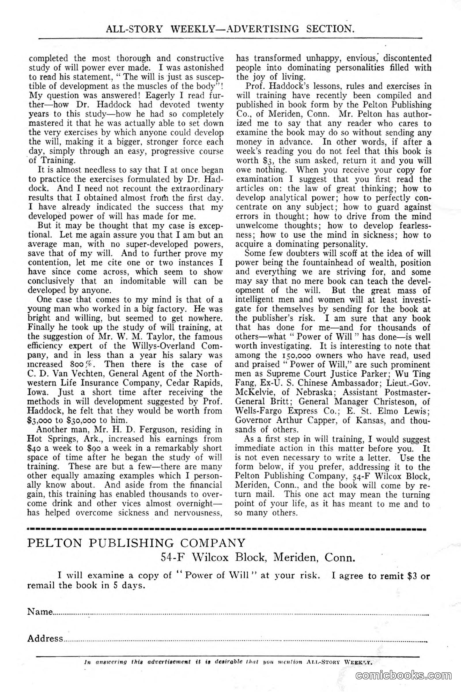 All Story Magazine, March 3, 1917 — page 188 of 192