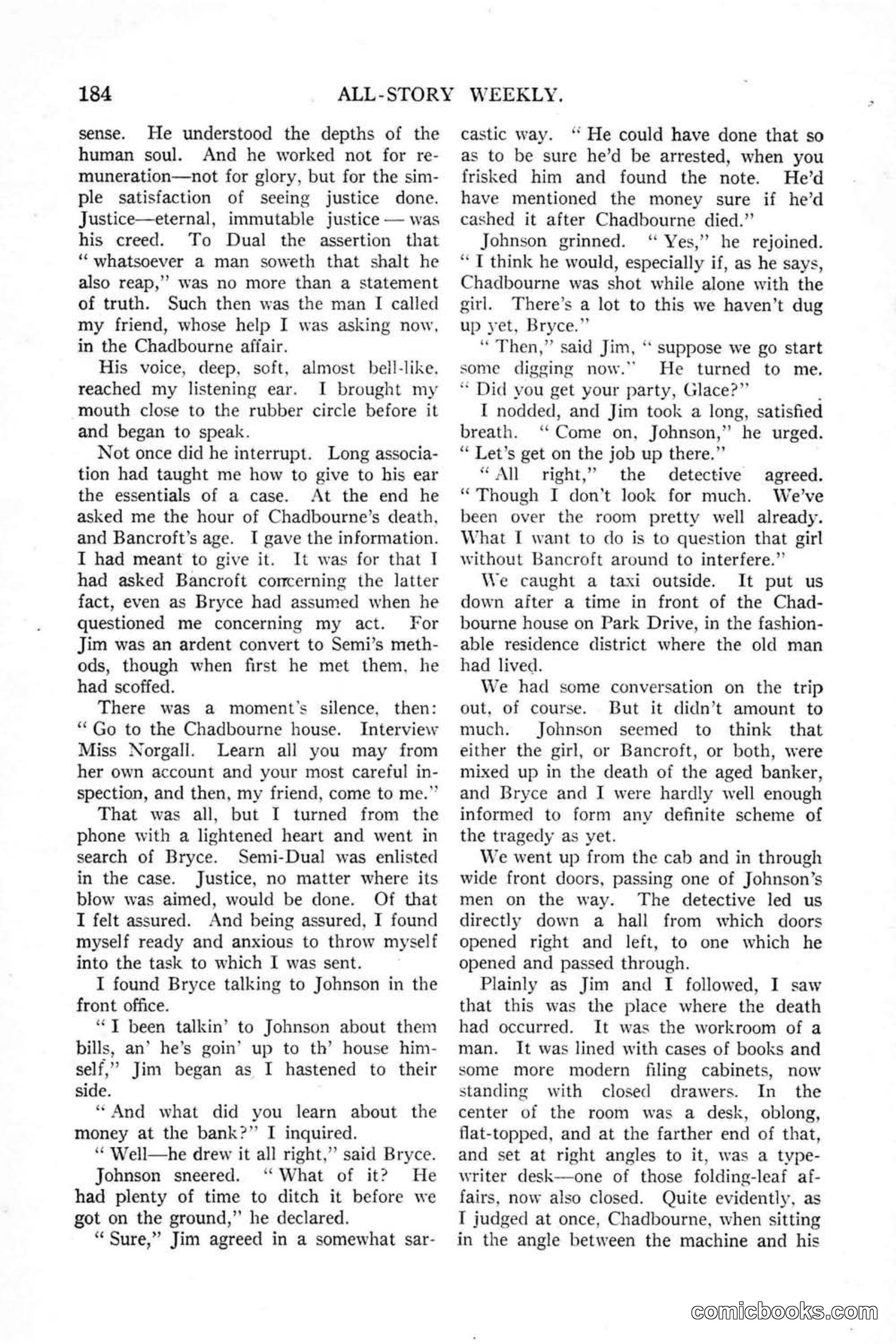 All Story Magazine, January 25, 1919 — page 18 of 186