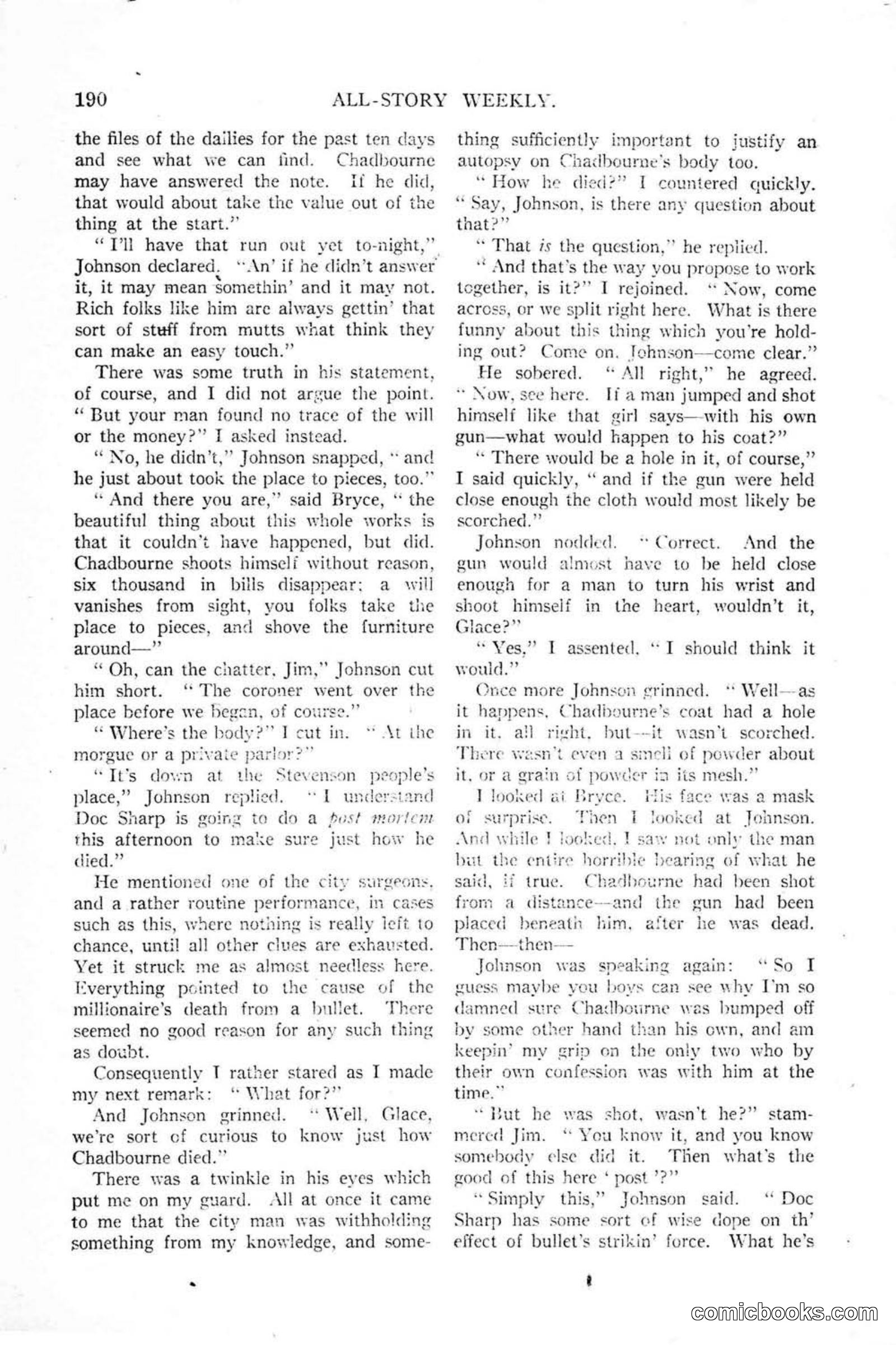 All Story Magazine, January 25, 1919 — page 24 of 186