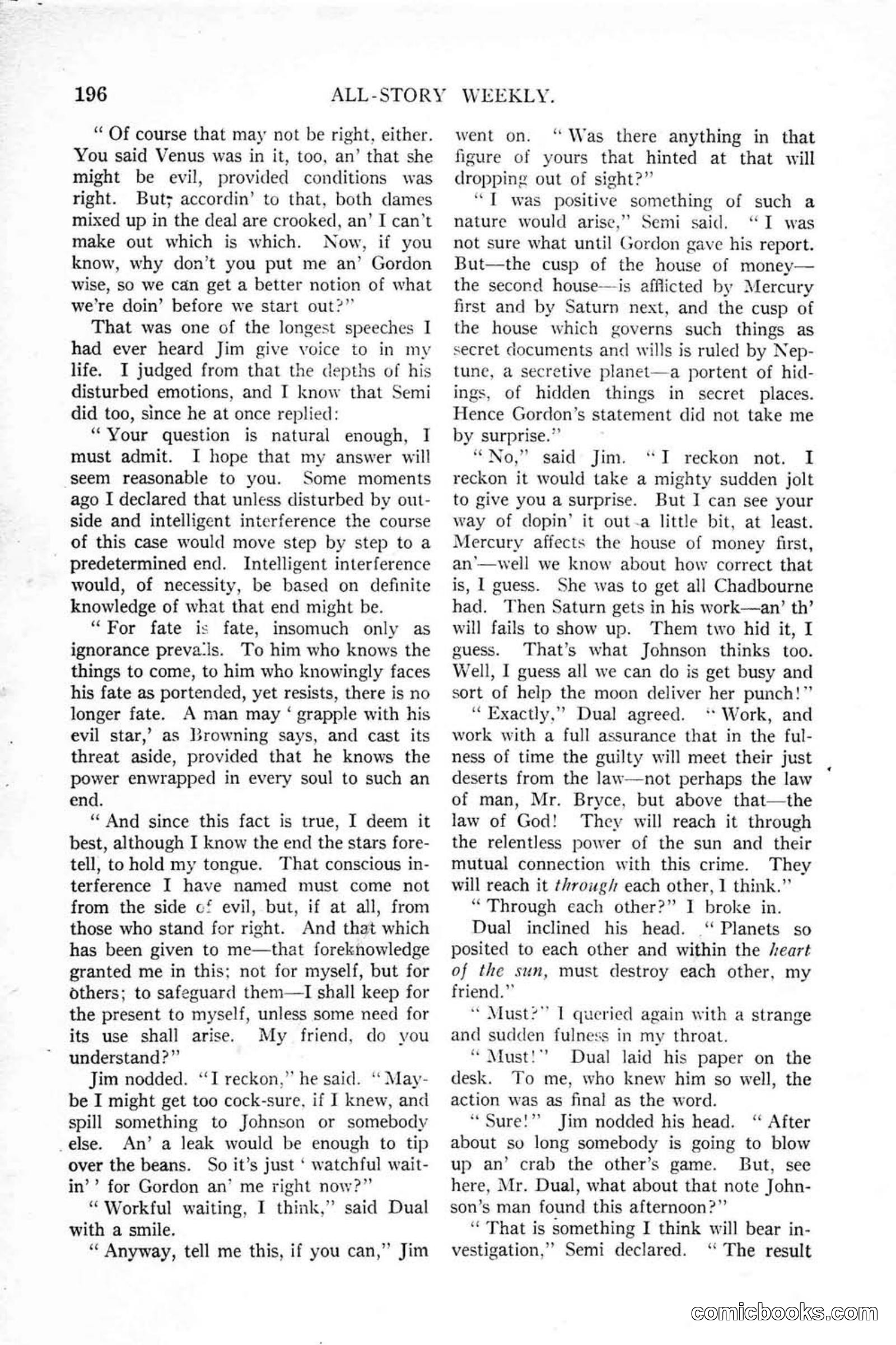 All Story Magazine, January 25, 1919 — page 30 of 186