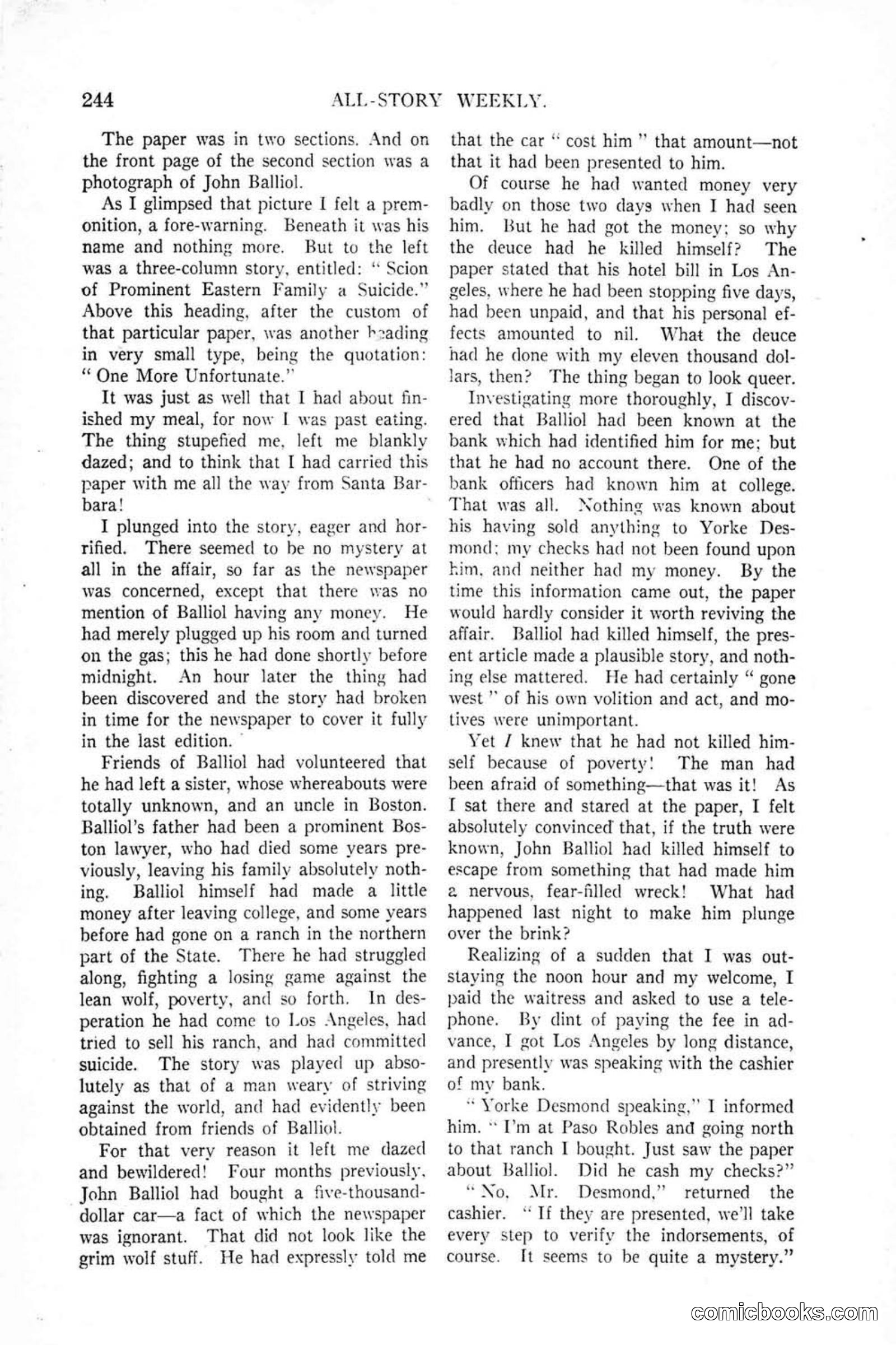 All Story Magazine, January 25, 1919 — page 78 of 186