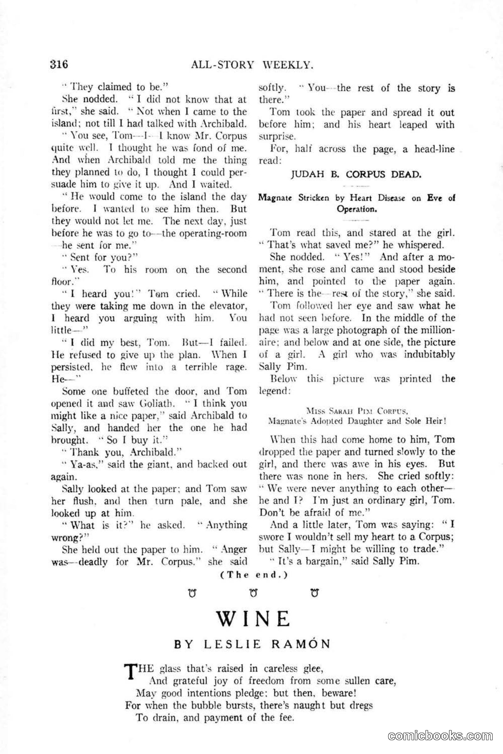 All Story Magazine, January 25, 1919 — page 150 of 186