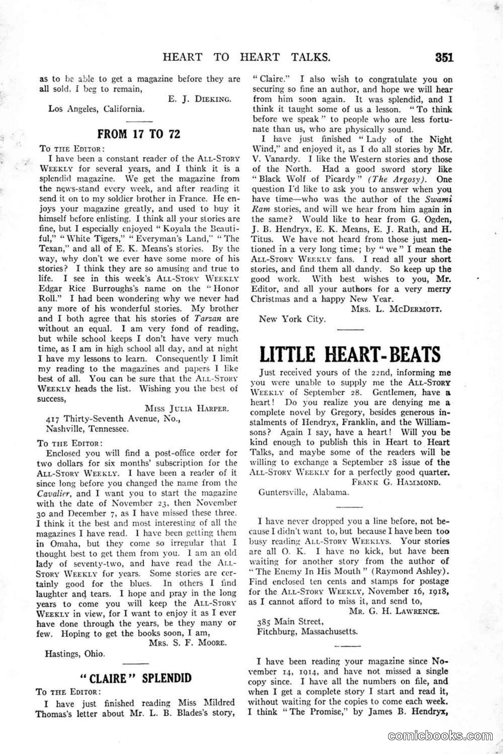 All Story Magazine, January 25, 1919 — page 185 of 186