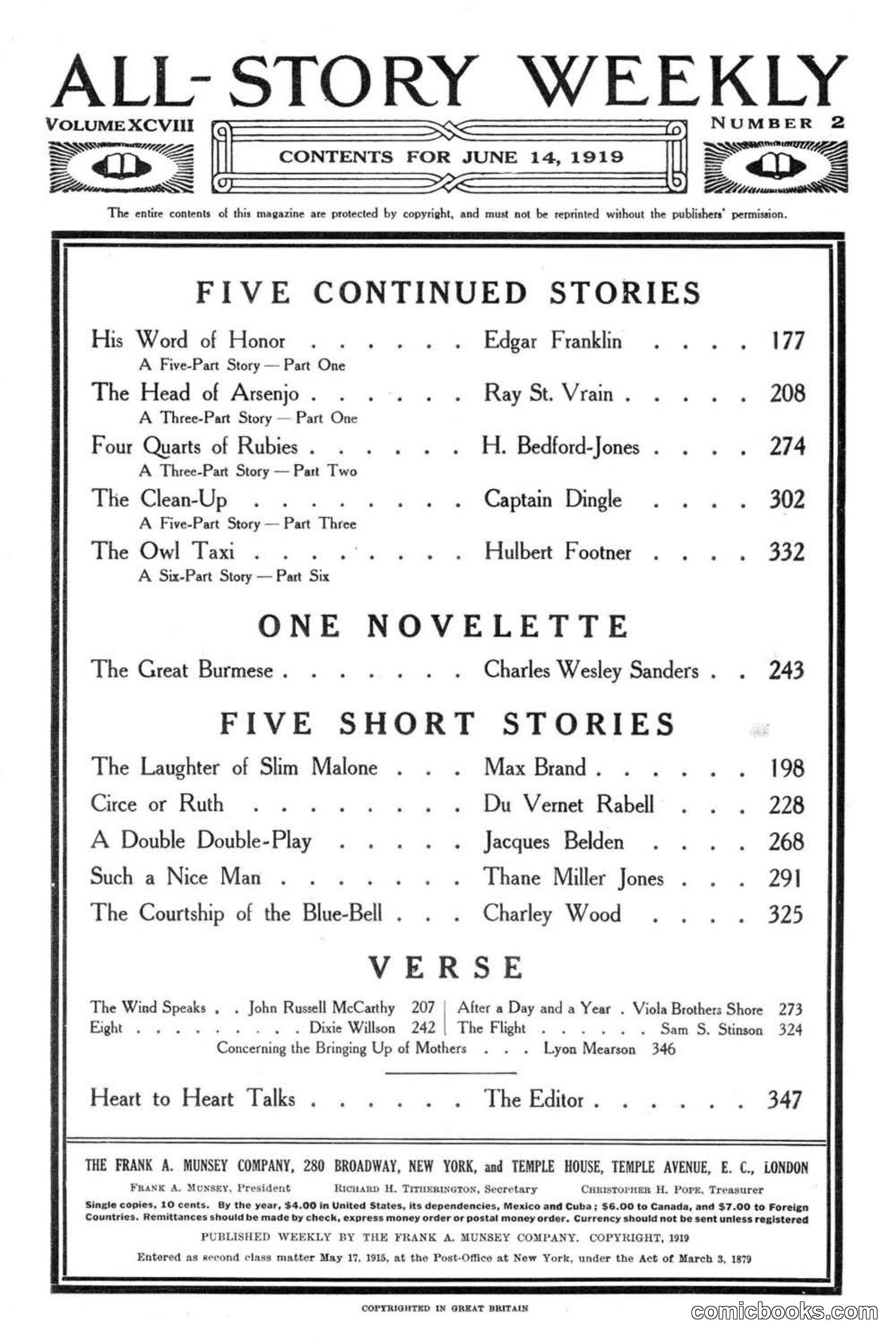 All Story Magazine, June 14, 1919 — page 4 of 192