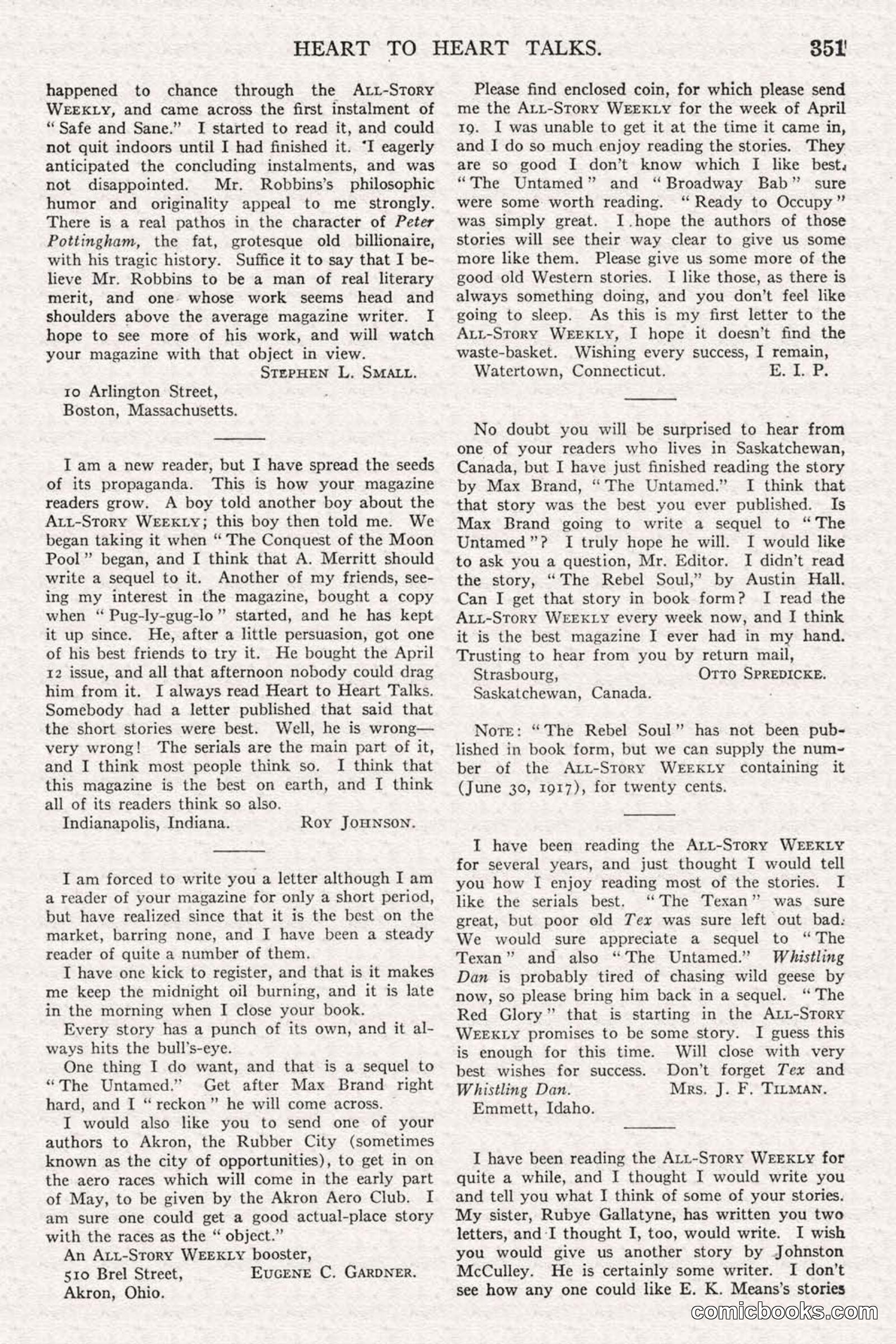 All Story Magazine, June 14, 1919 — page 185 of 192