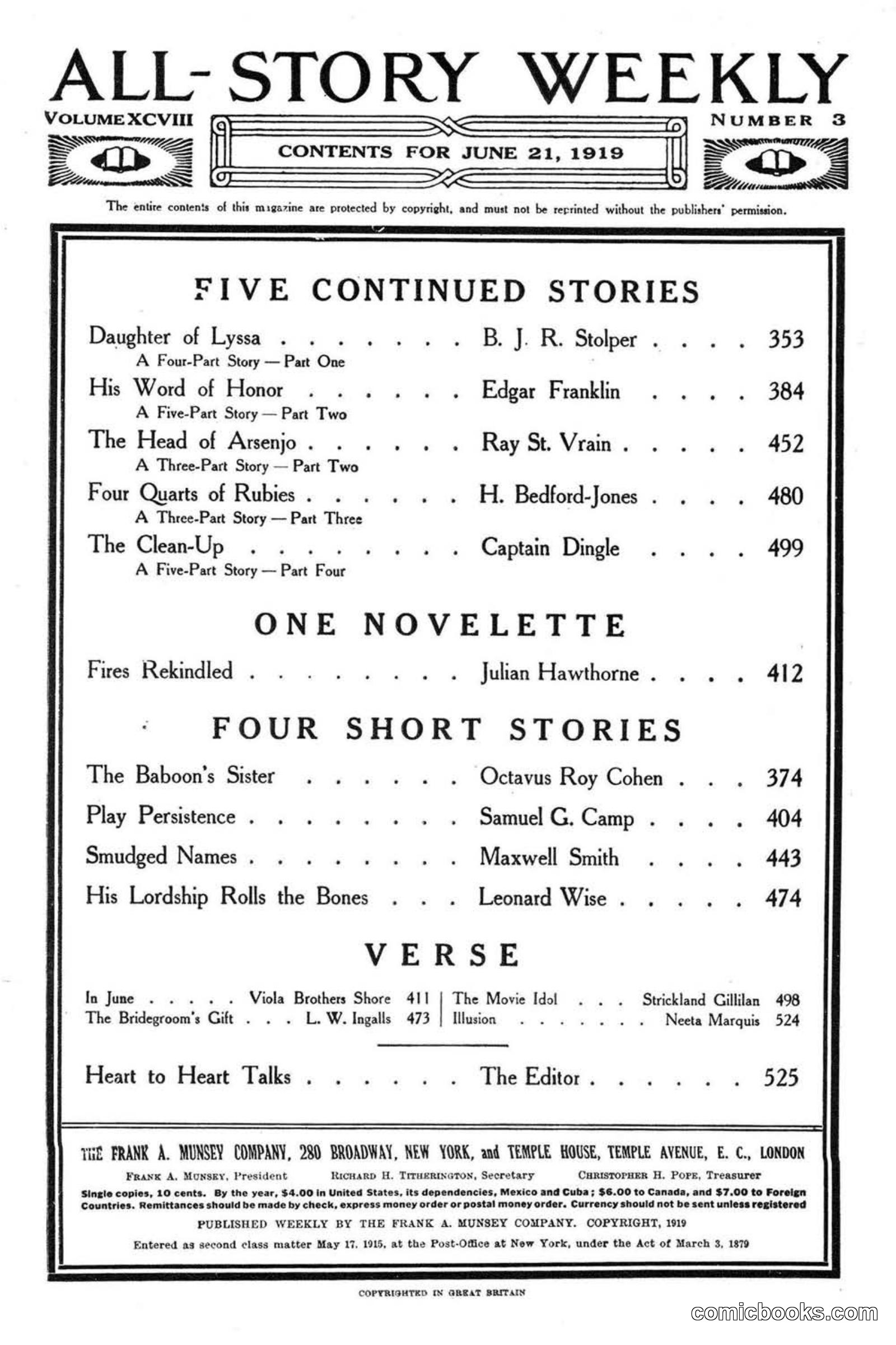 All Story Magazine, June 21, 1919 — page 4 of 188