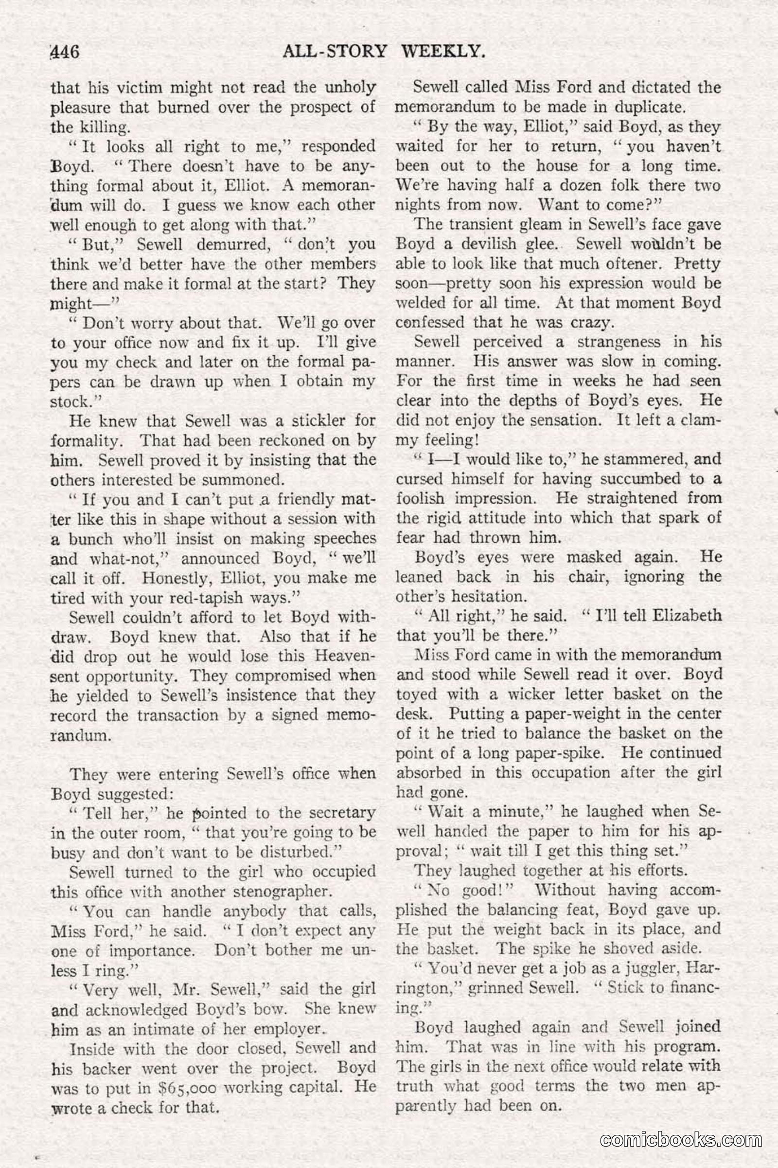 All Story Magazine, June 21, 1919 — page 104 of 188