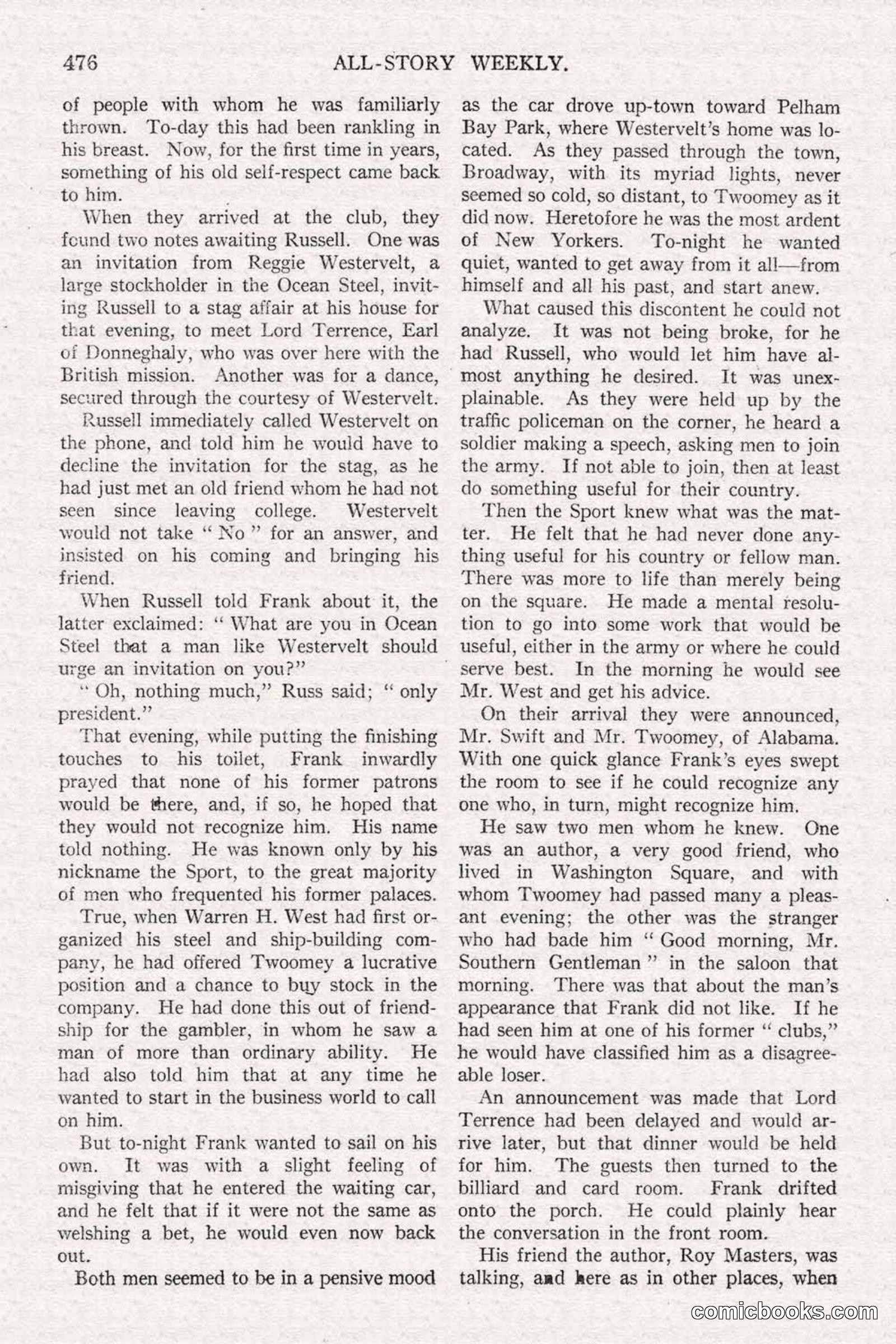 All Story Magazine, June 21, 1919 — page 134 of 188