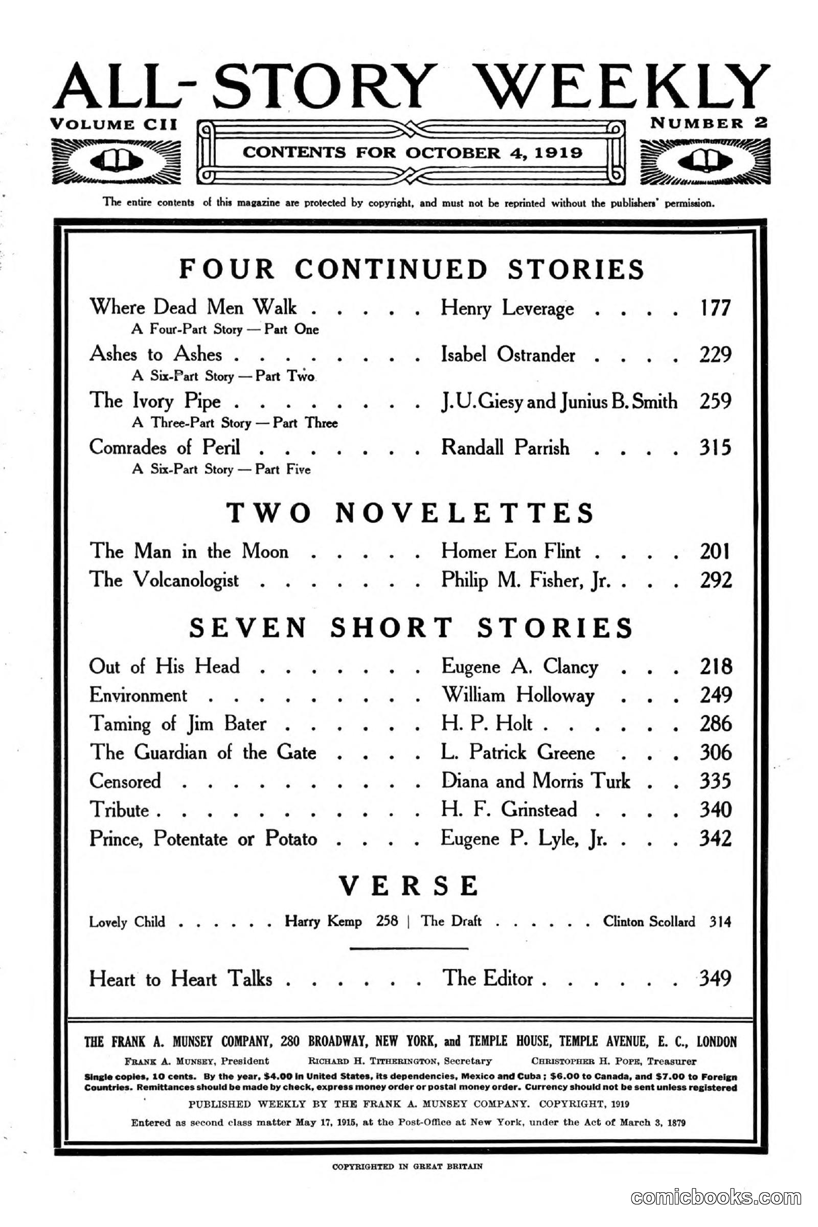 All Story Magazine, October 4, 1919 — page 4 of 208