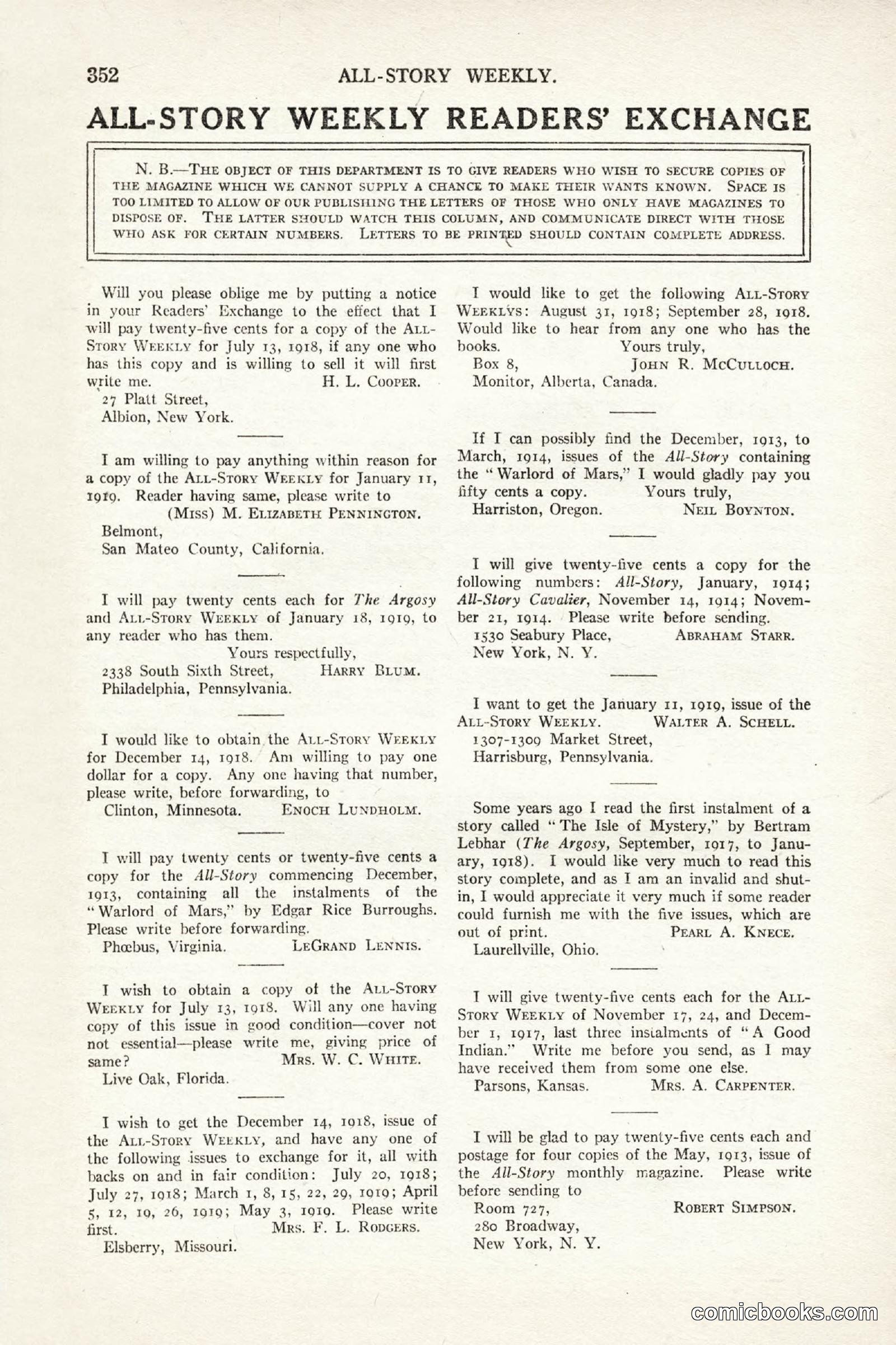 All Story Magazine, October 4, 1919 — page 190 of 208
