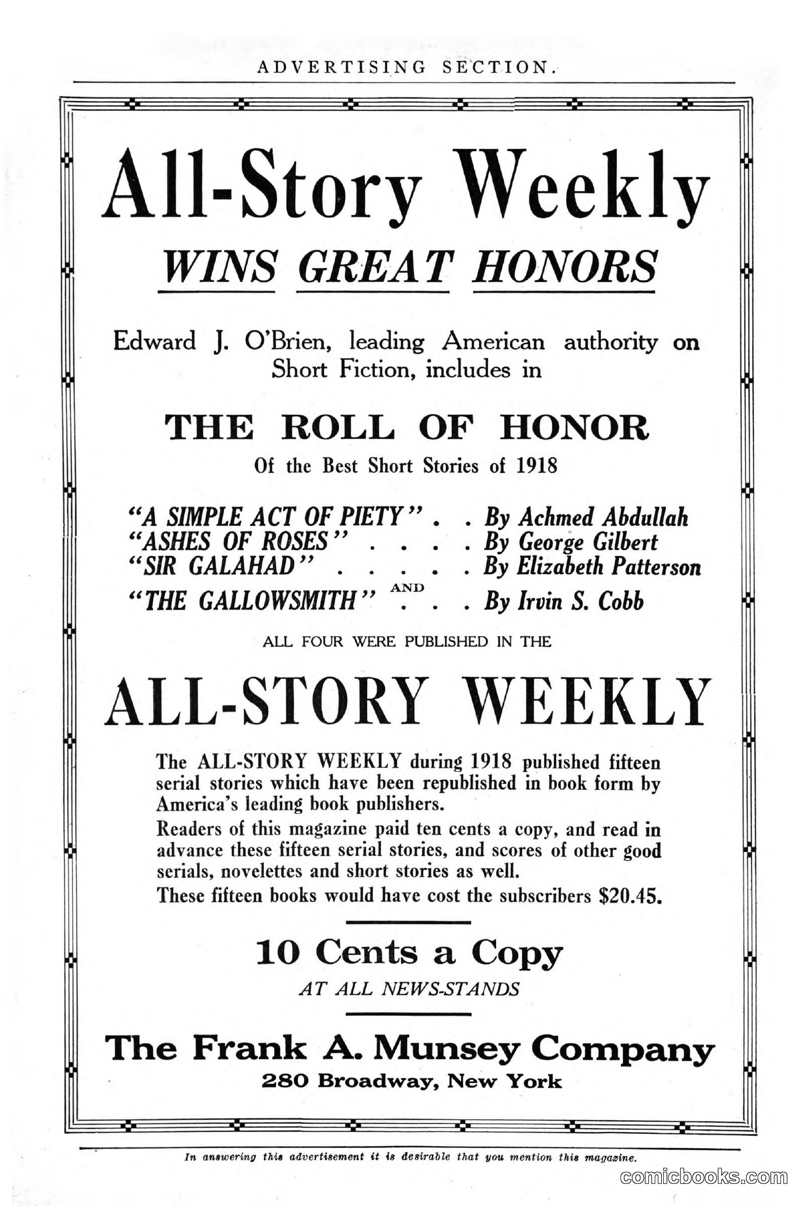 All Story Magazine, October 4, 1919 — page 194 of 208