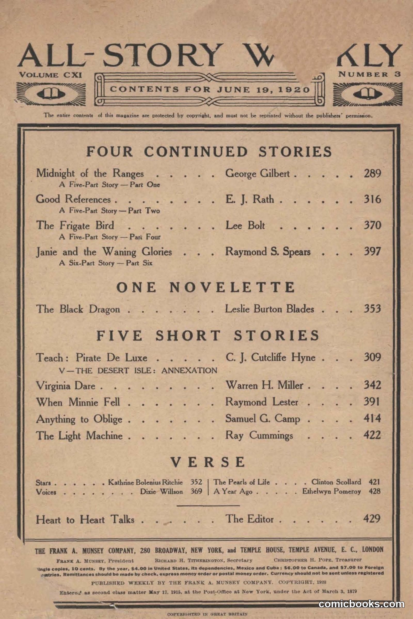 All Story Magazine, June 19, 1920 — page 4 of 155
