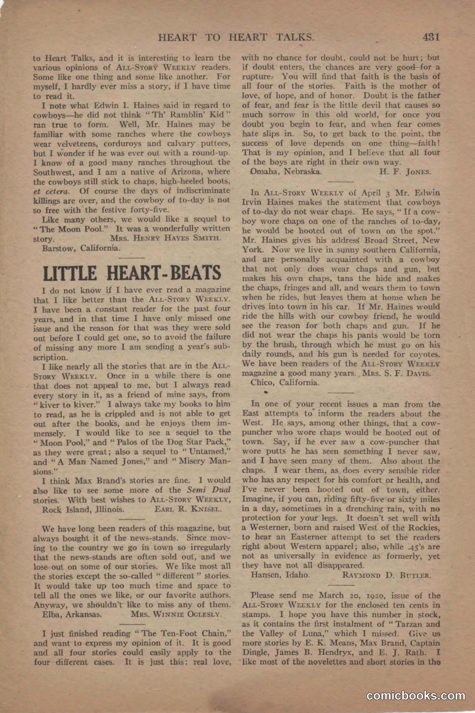 All Story Magazine, June 19, 1920 — page 153 of 155