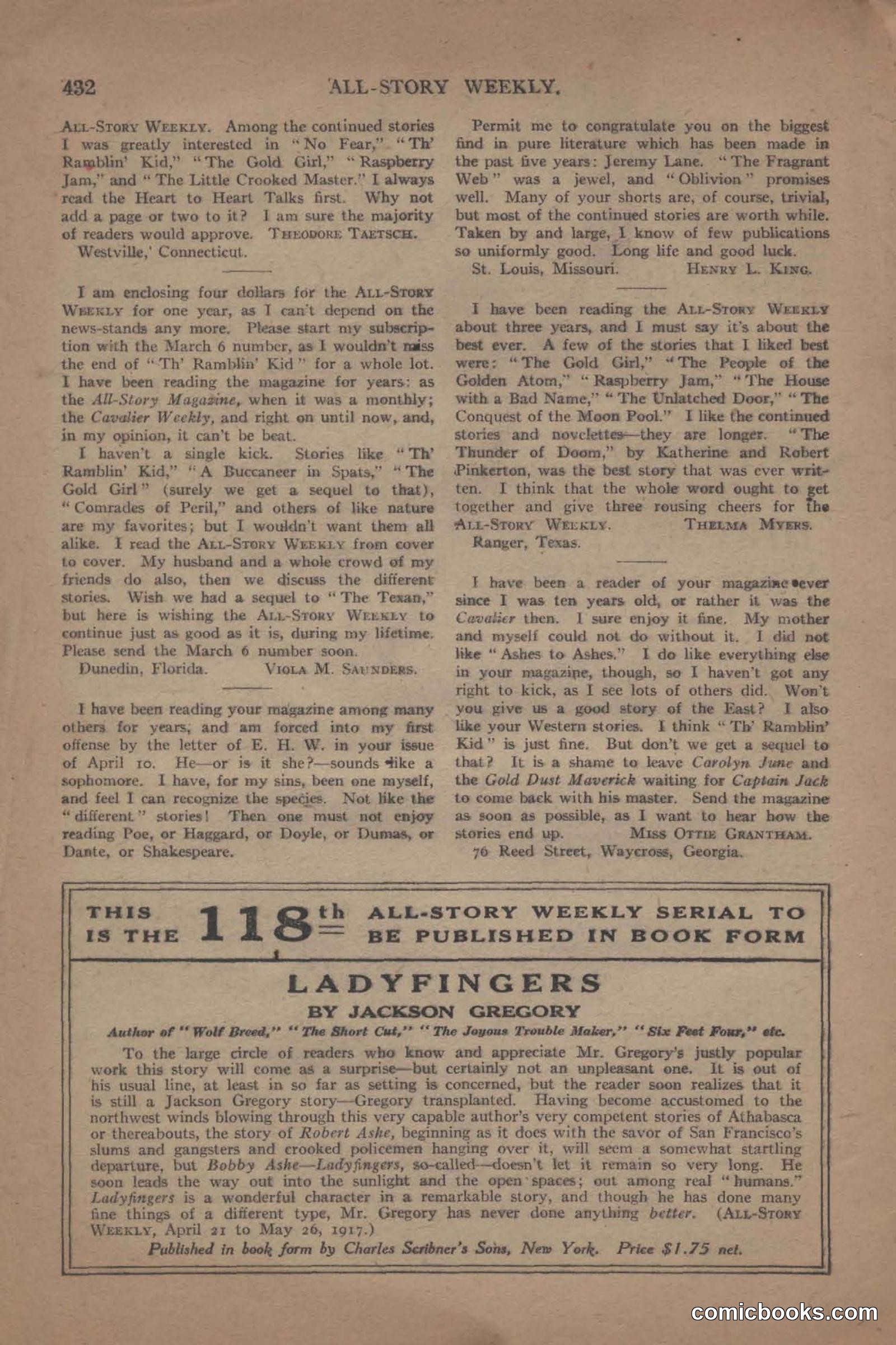 All Story Magazine, June 19, 1920 — page 154 of 155
