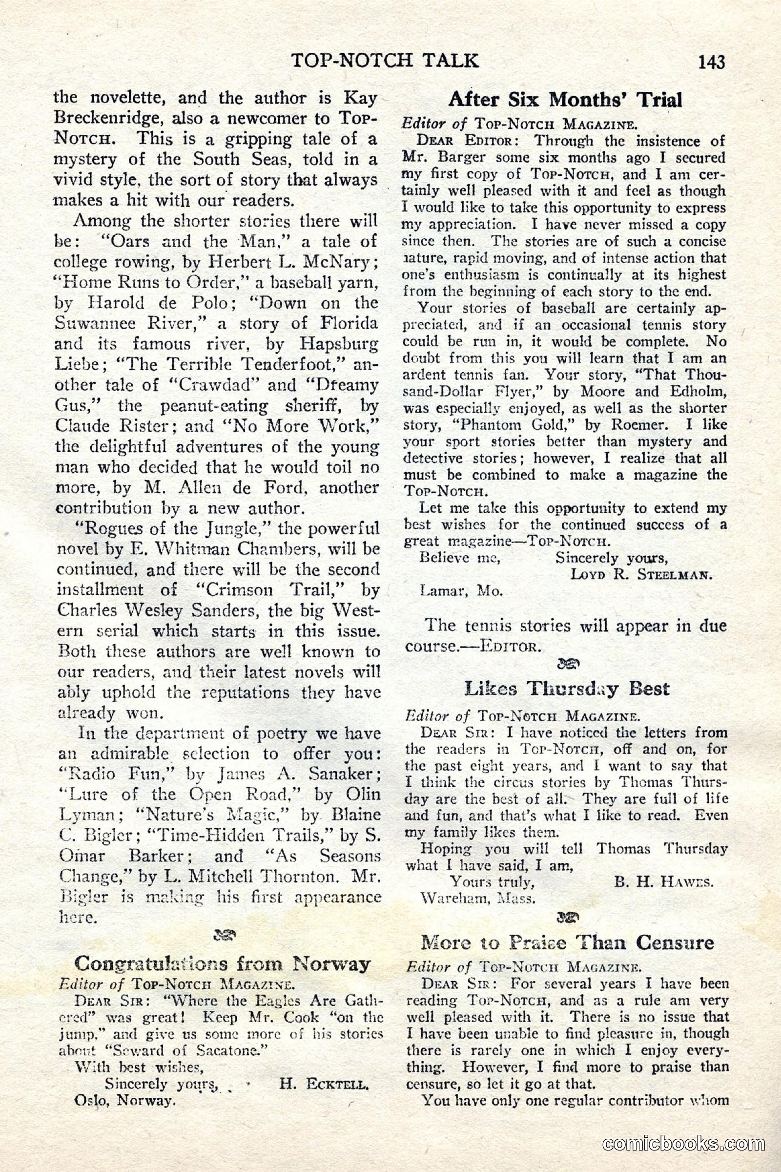 Top Notch Magazine, June 1, 1926 — page 163 of 174
