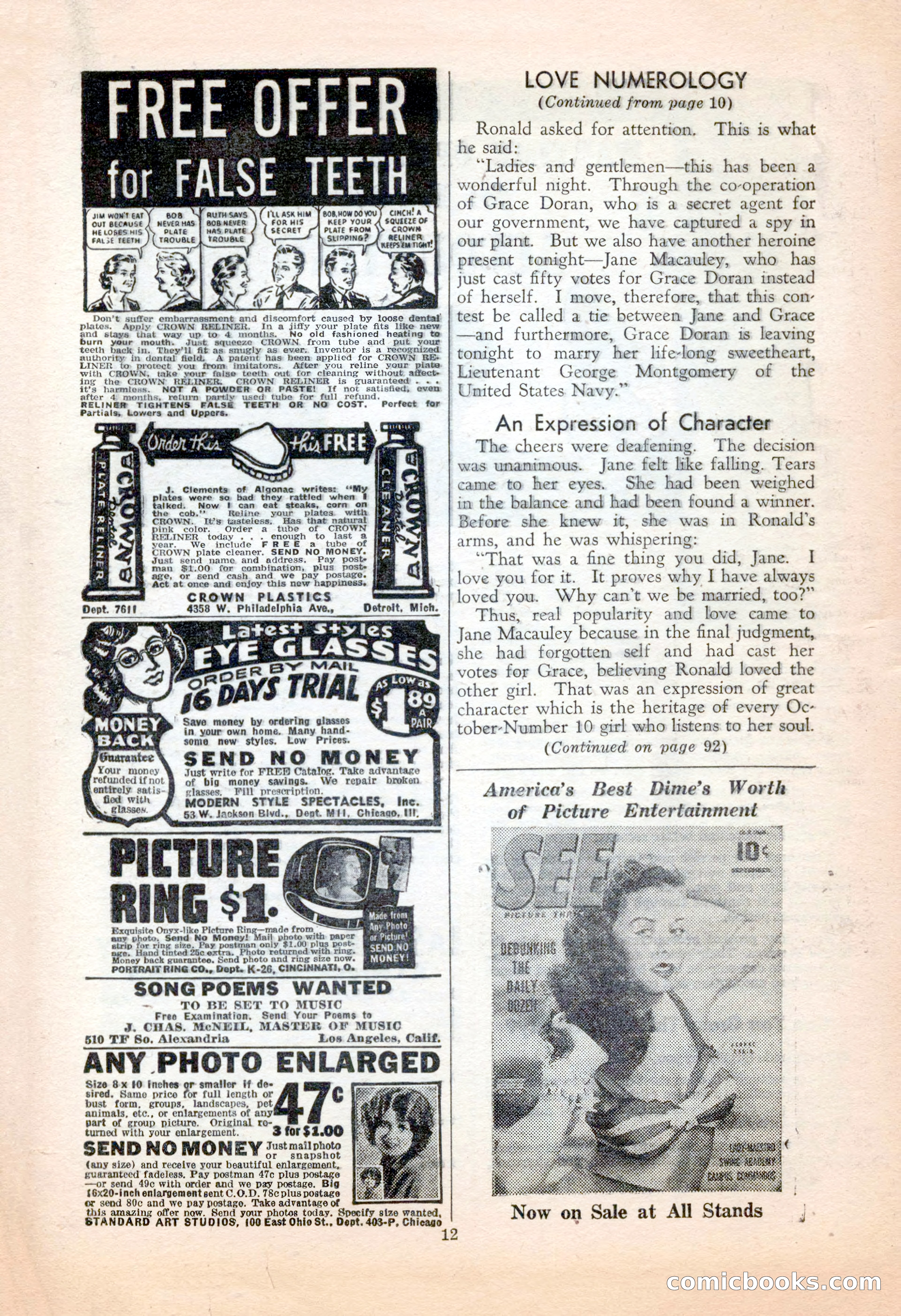 Popular Love, November 1943 — page 12 of 100
