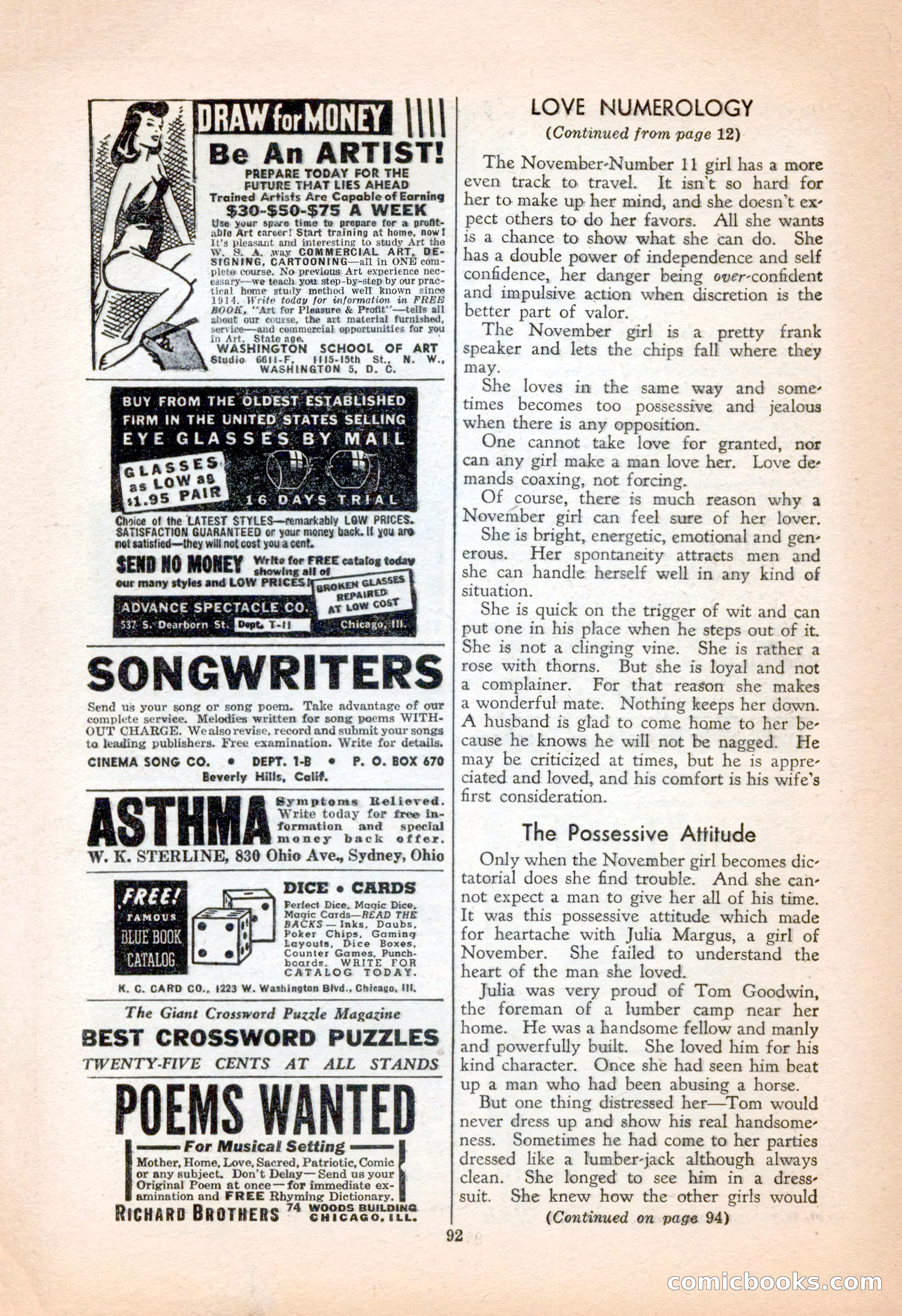 Popular Love, November 1943 — page 92 of 100