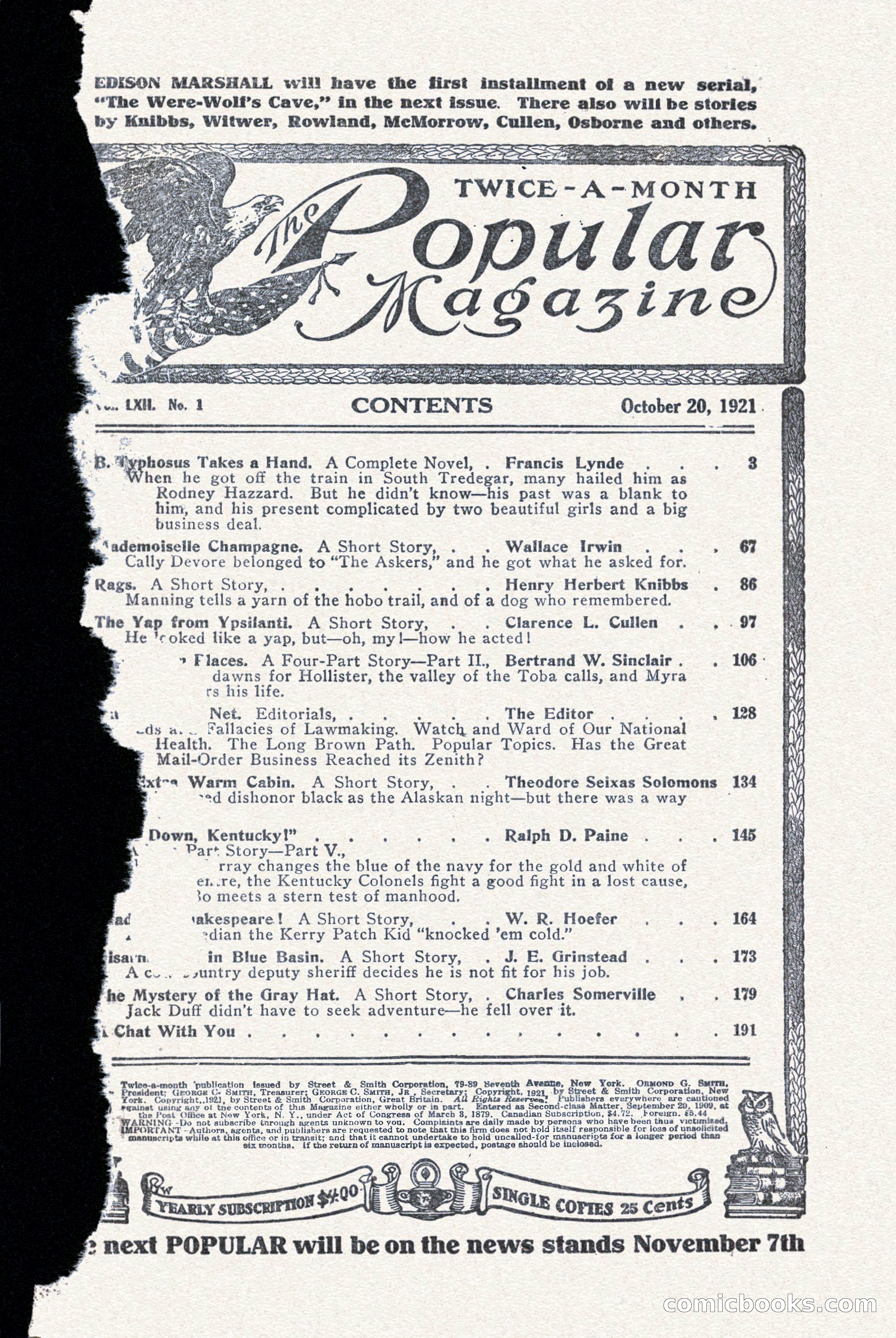 The Popular Magazine, October 15, 1921 — page 3 of 196