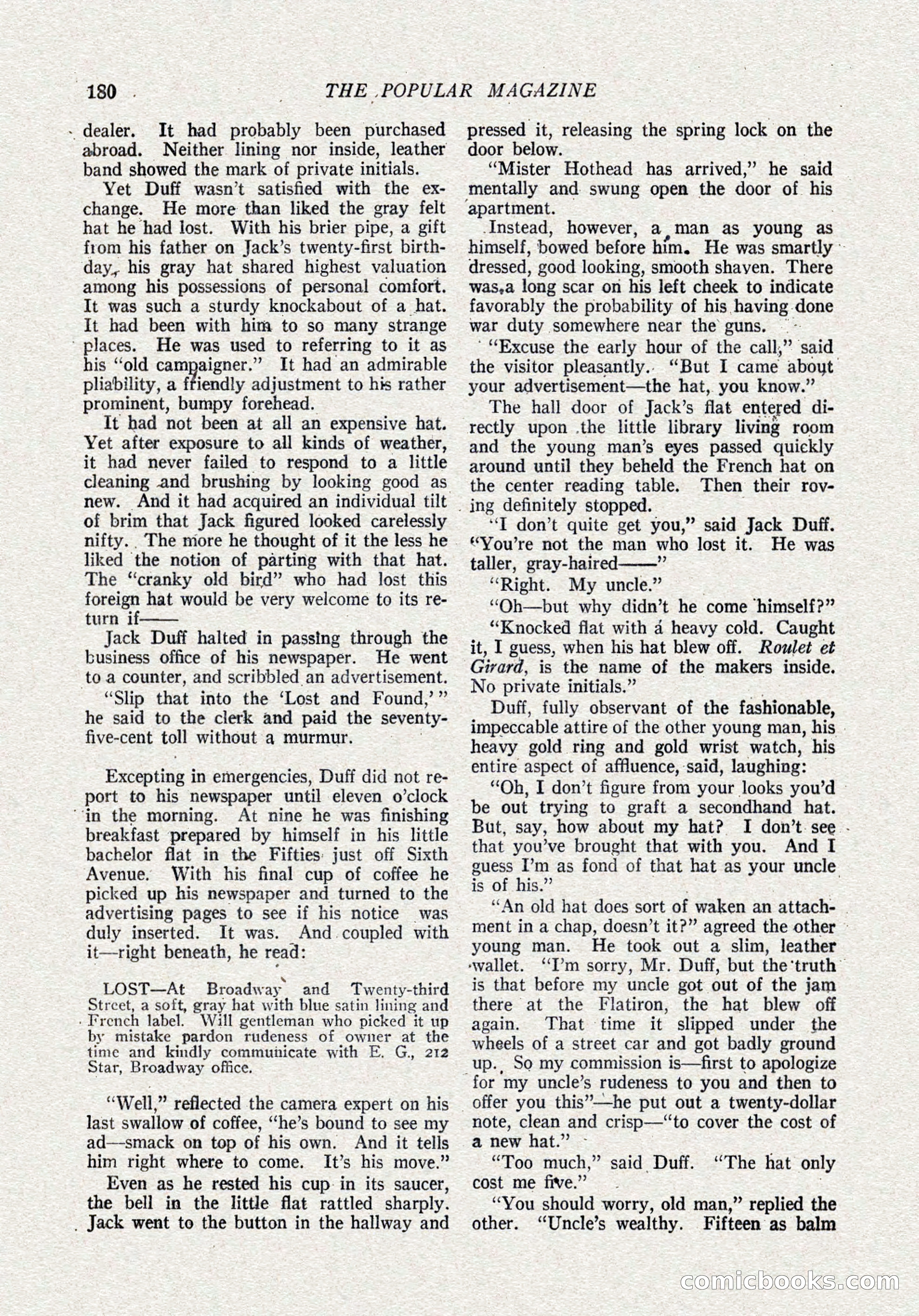 The Popular Magazine, October 15, 1921 — page 182 of 196