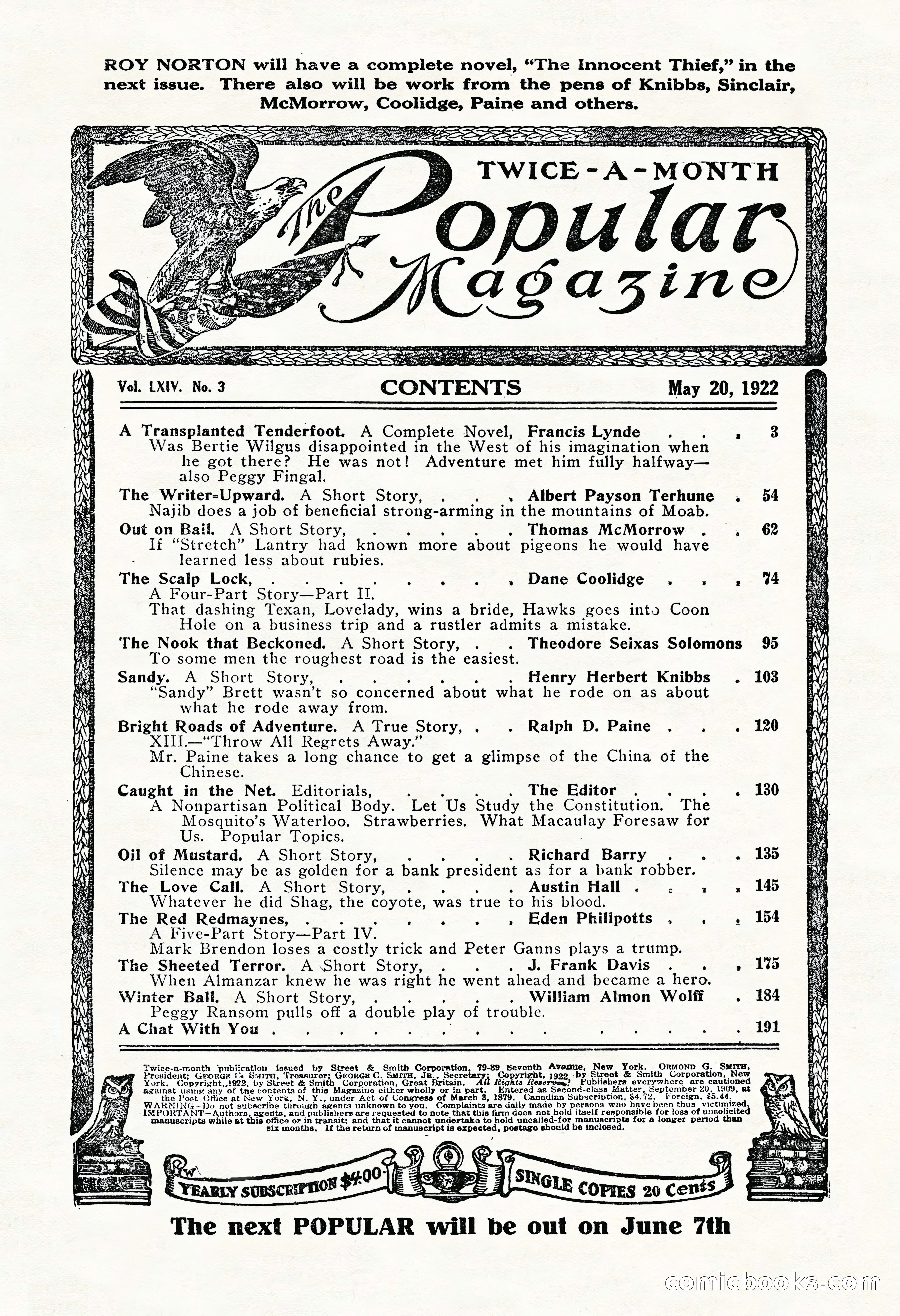 The Popular Magazine, May 20, 1922 — page 3 of 196