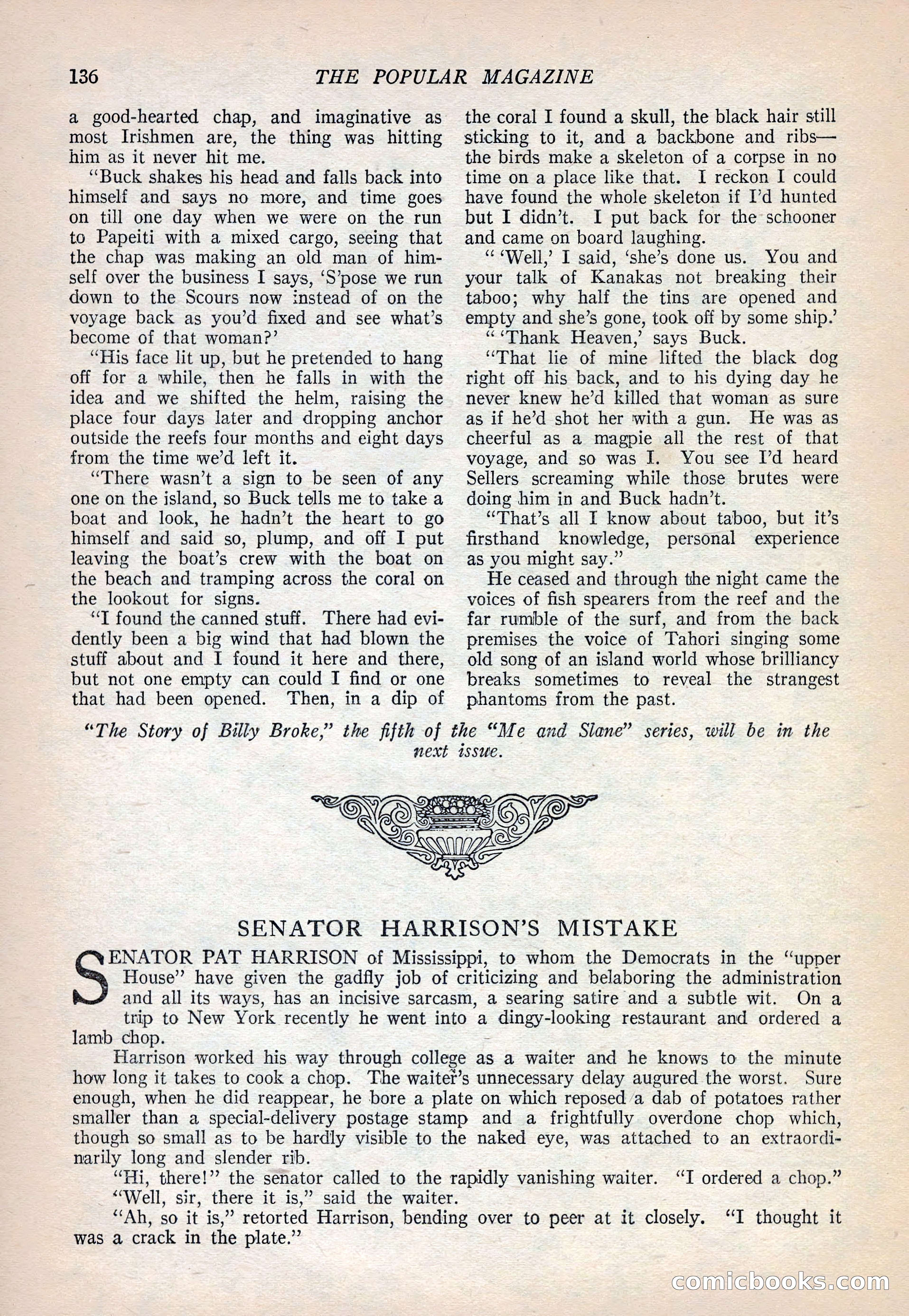 The Popular Magazine, September 20, 1922 — page 138 of 195