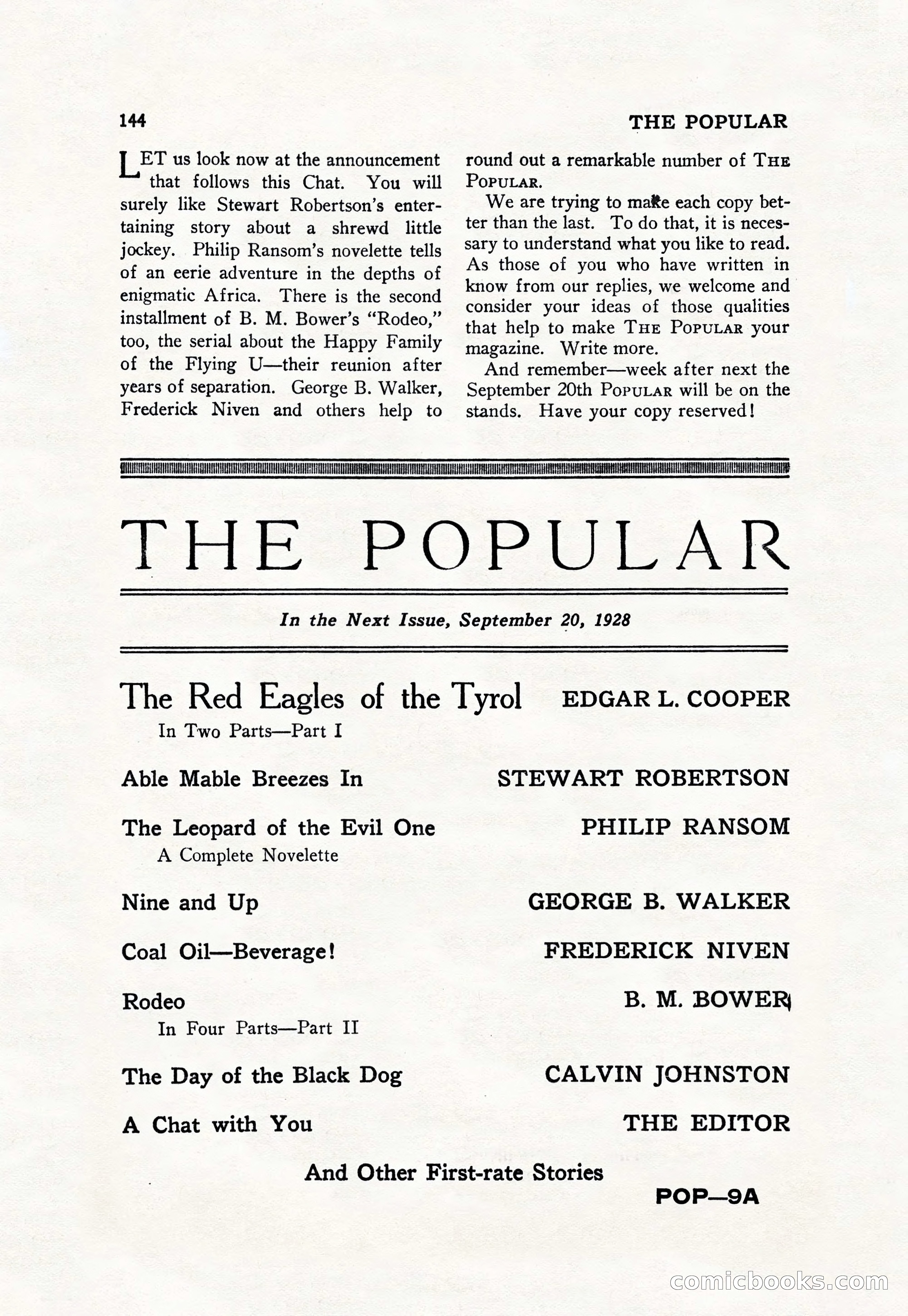 The Popular Magazine, September 7, 1928 — page 154 of 164
