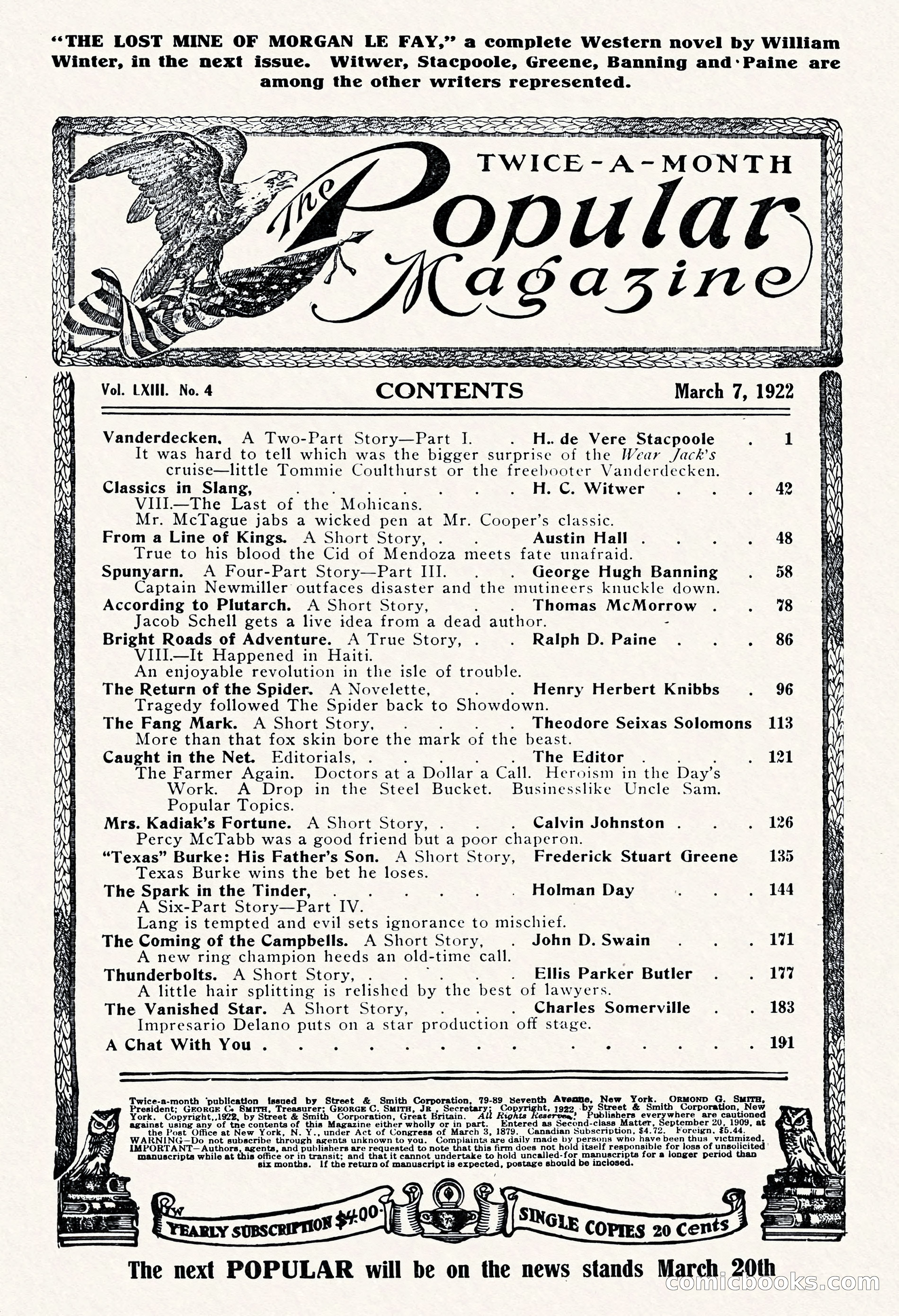 The Popular Magazine, March 7, 1922 — page 4 of 208