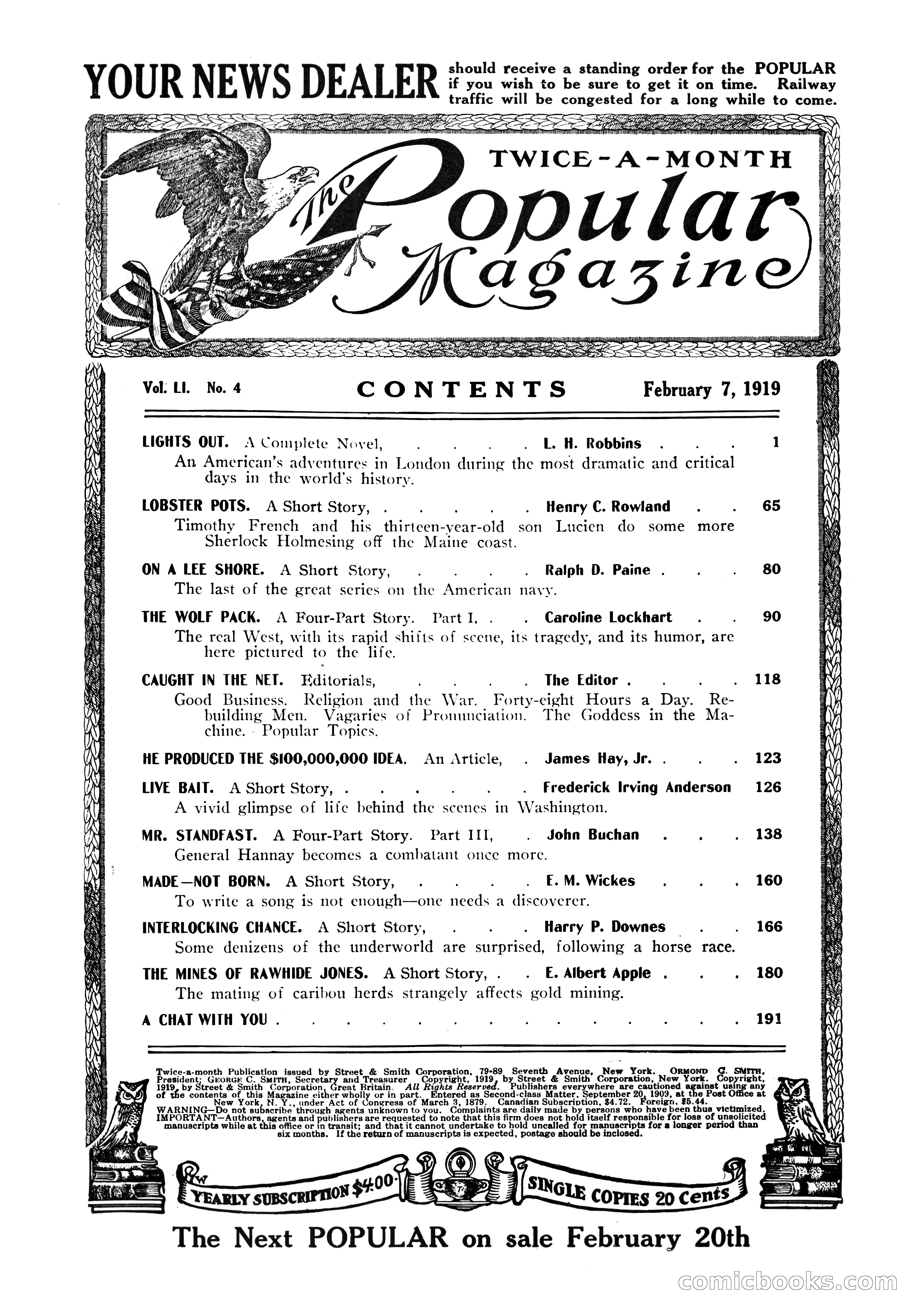 The Popular Magazine, February 7, 1919 — page 4 of 212