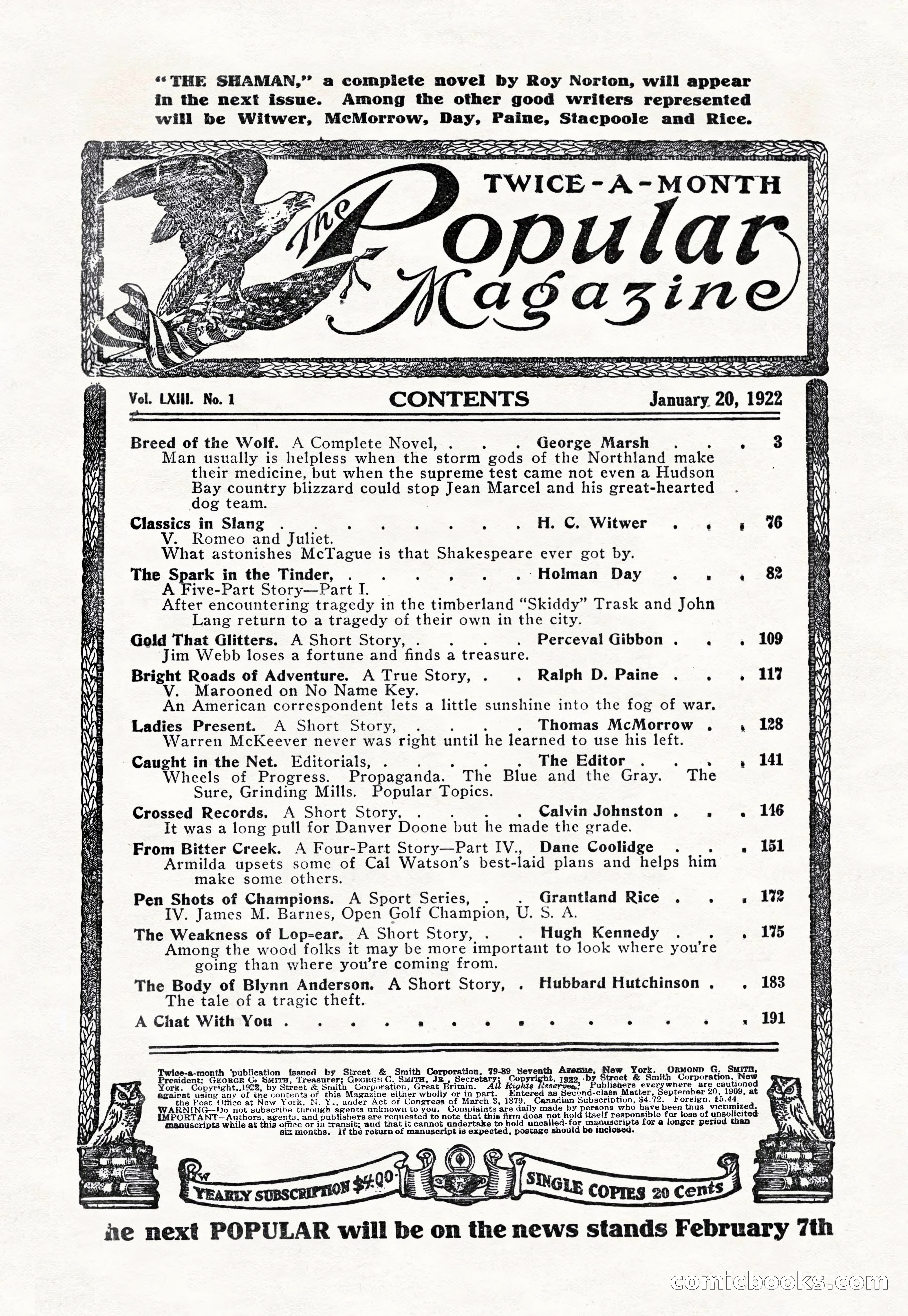 The Popular Magazine, January 1922 — page 3 of 196