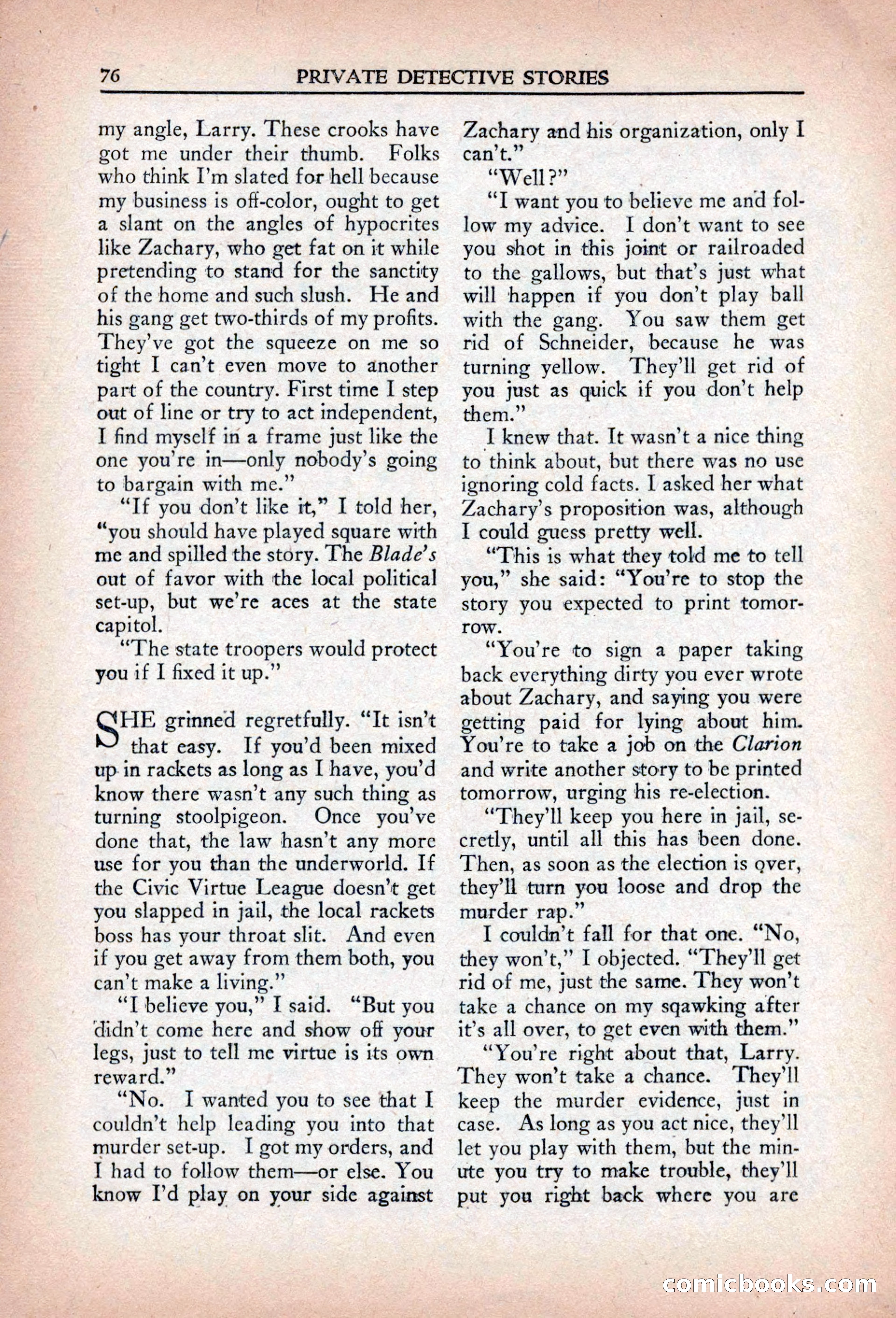Private Detective Stories, April 1941 — page 78 of 132
