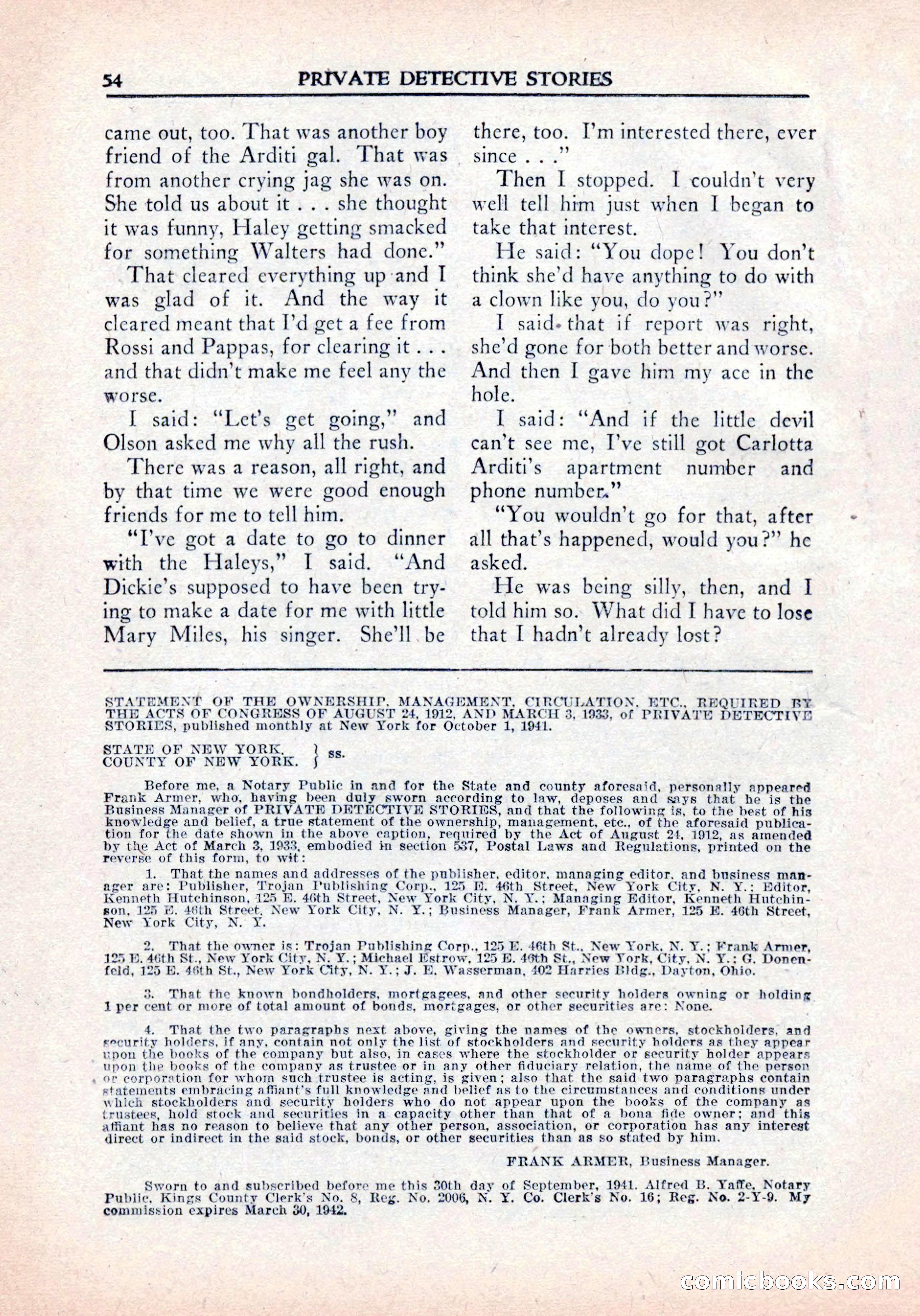 Private Detective Stories, January 1942 — page 56 of 132