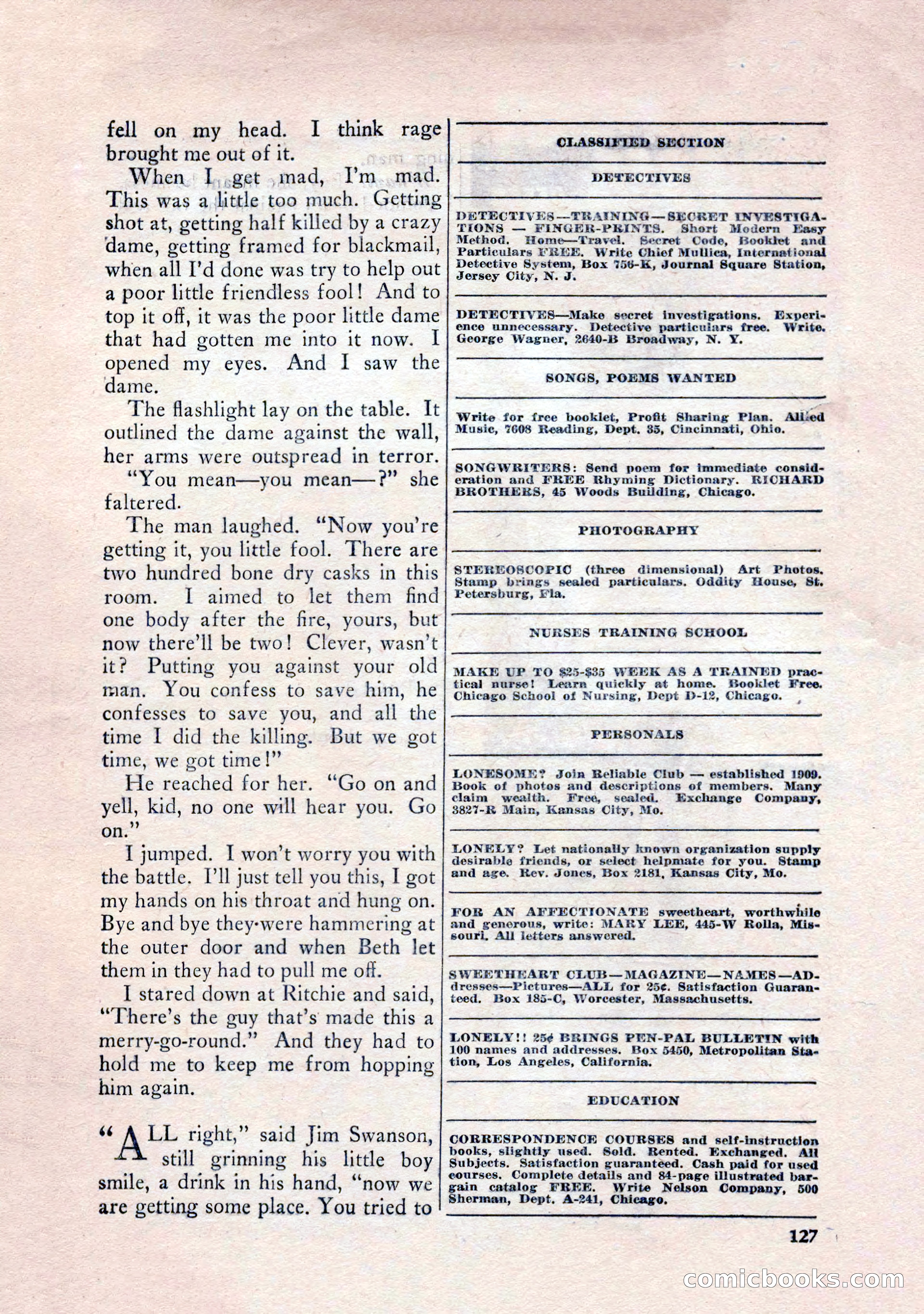 Private Detective Stories, January 1943 — page 129 of 132