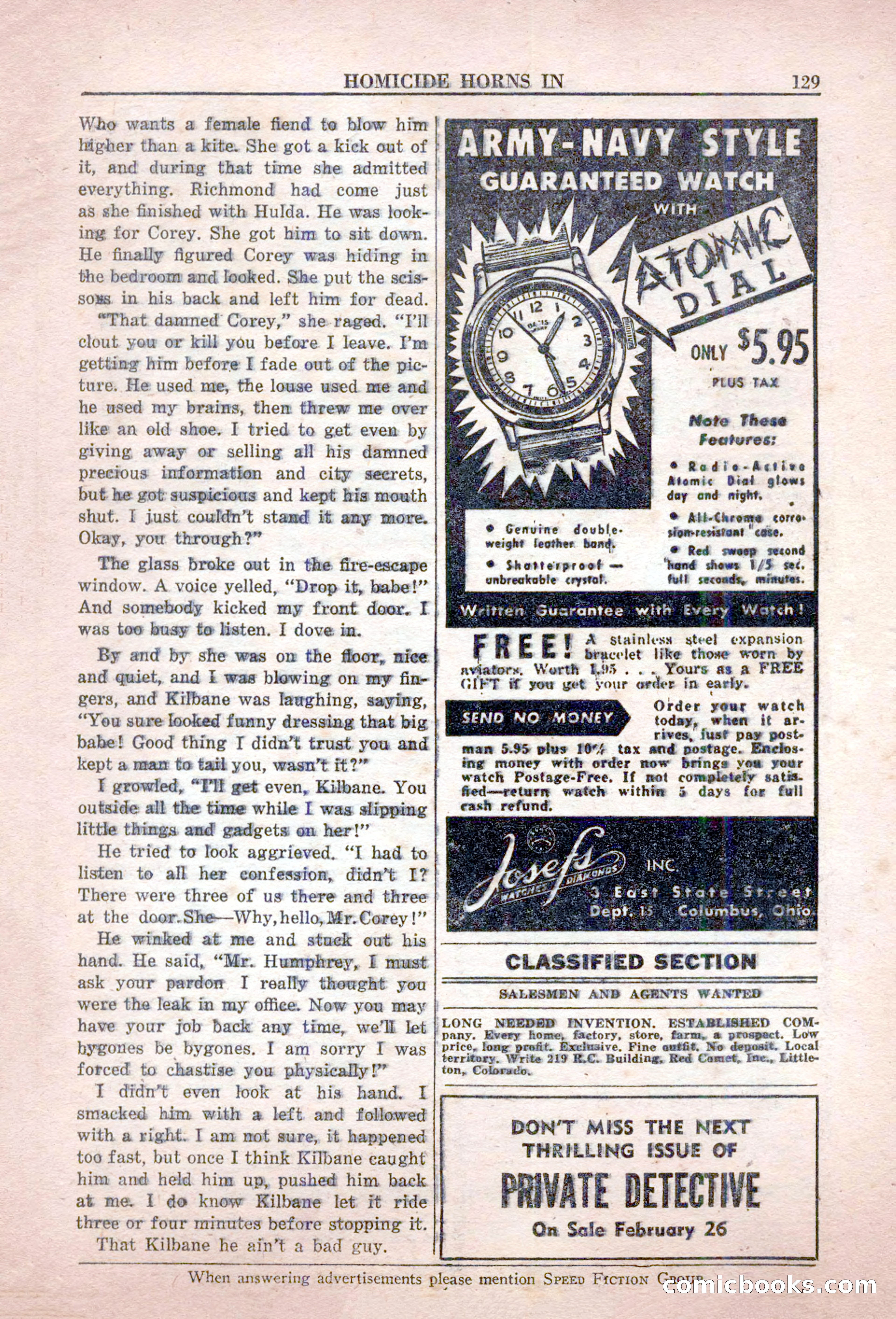 Private Detective Stories, February 1949 — page 129 of 132
