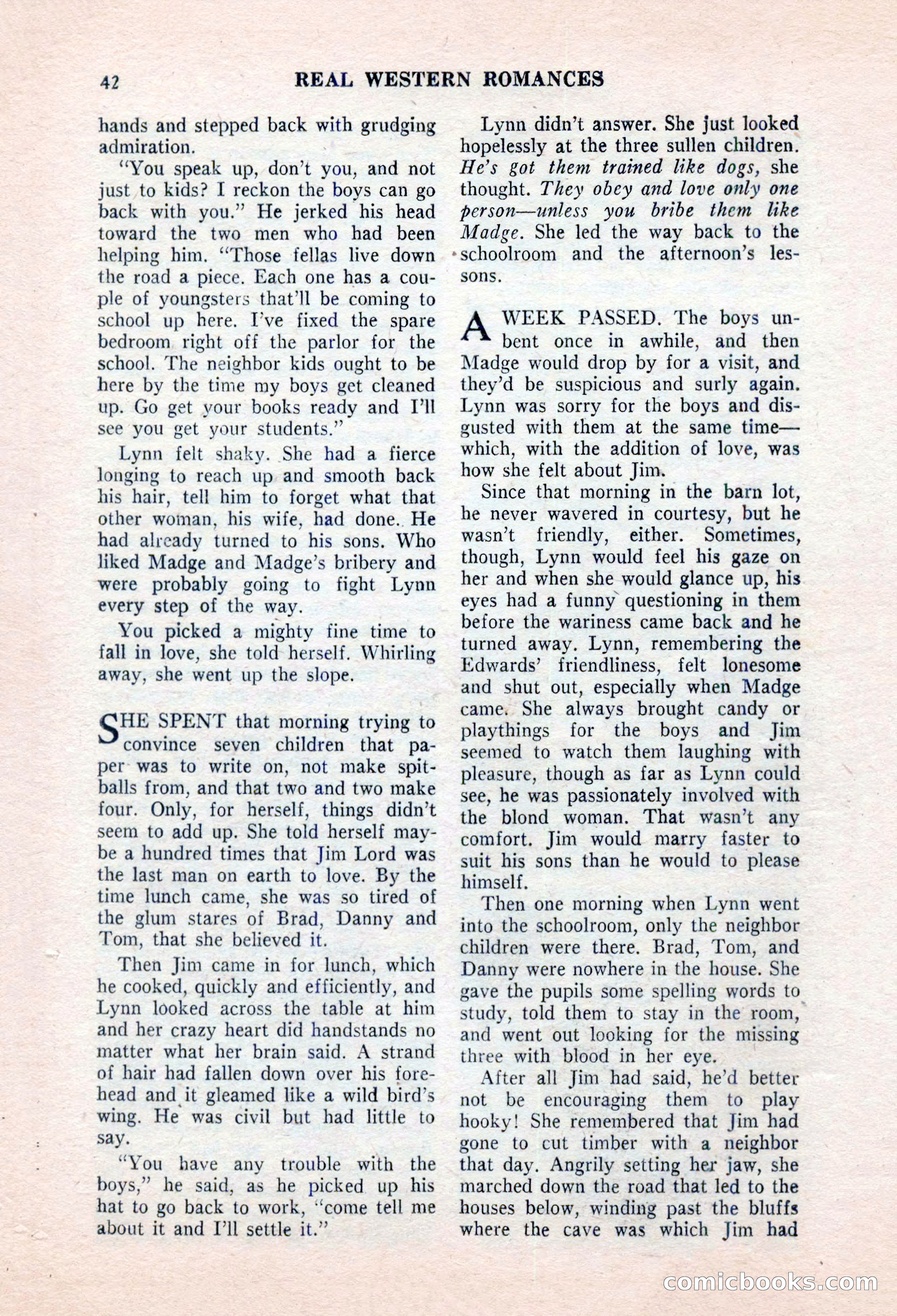 Real Western Romances, January 1955 — page 42 of 100