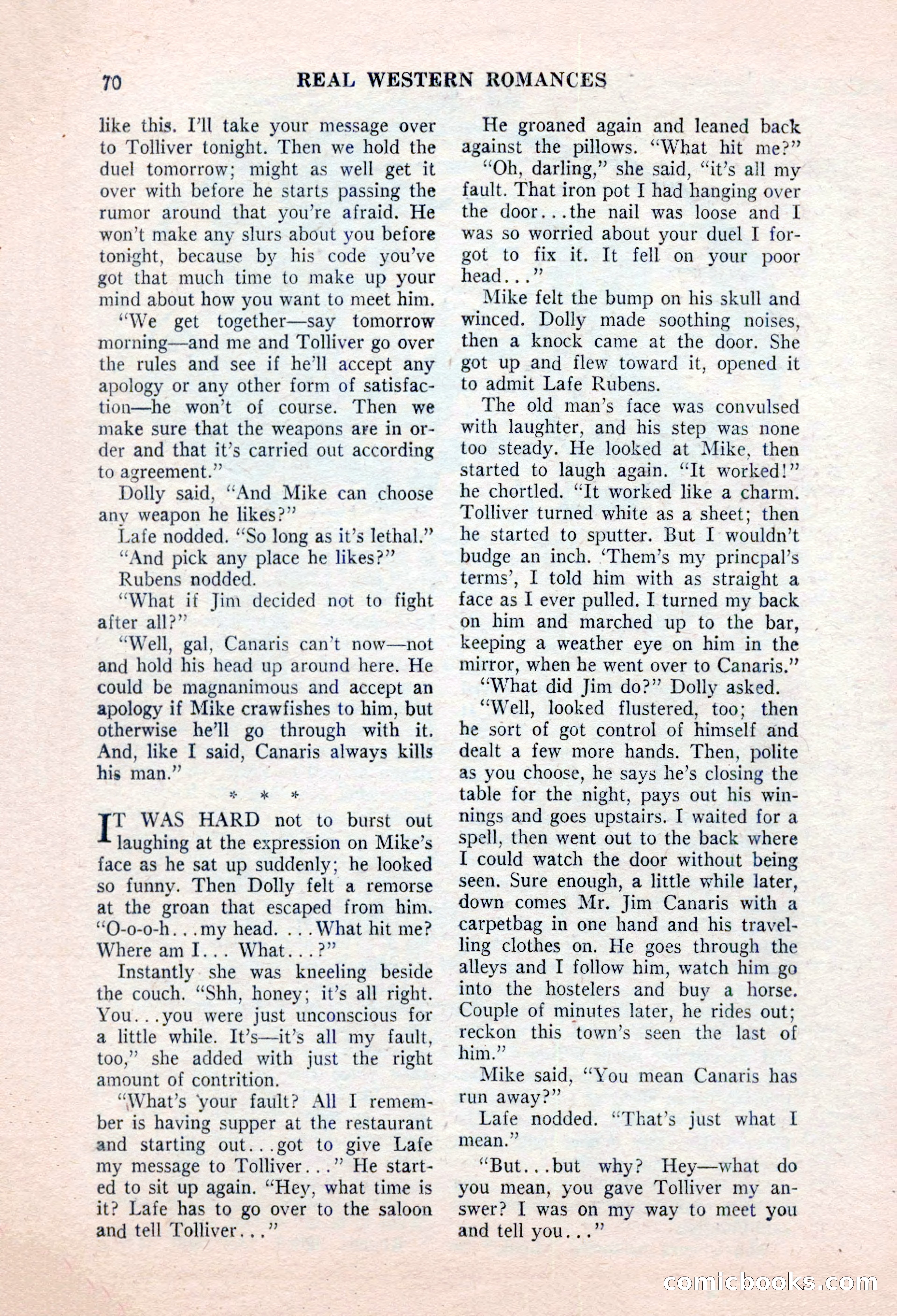 Real Western Romances, January 1955 — page 70 of 100