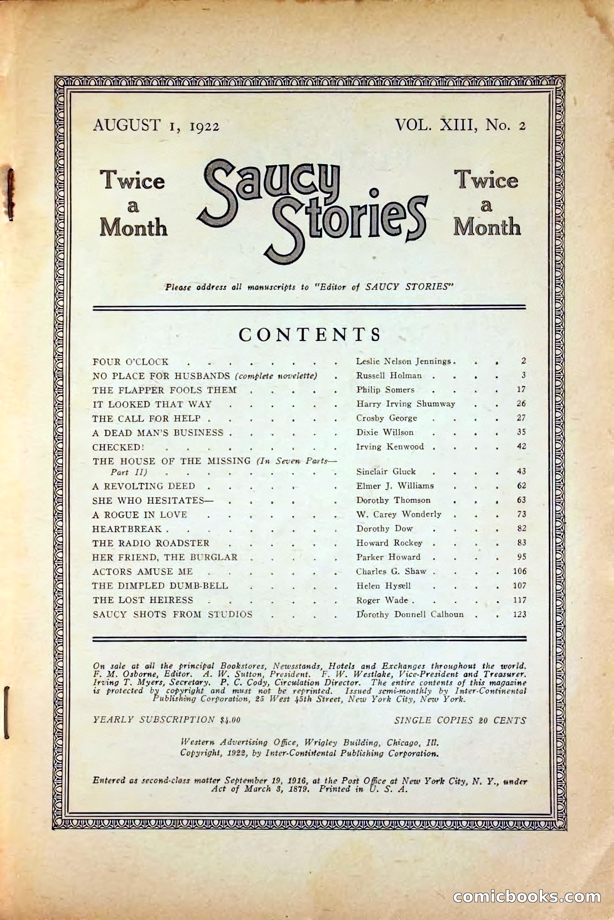 Saucy Stories, August 1, 1922 — page 3 of 132