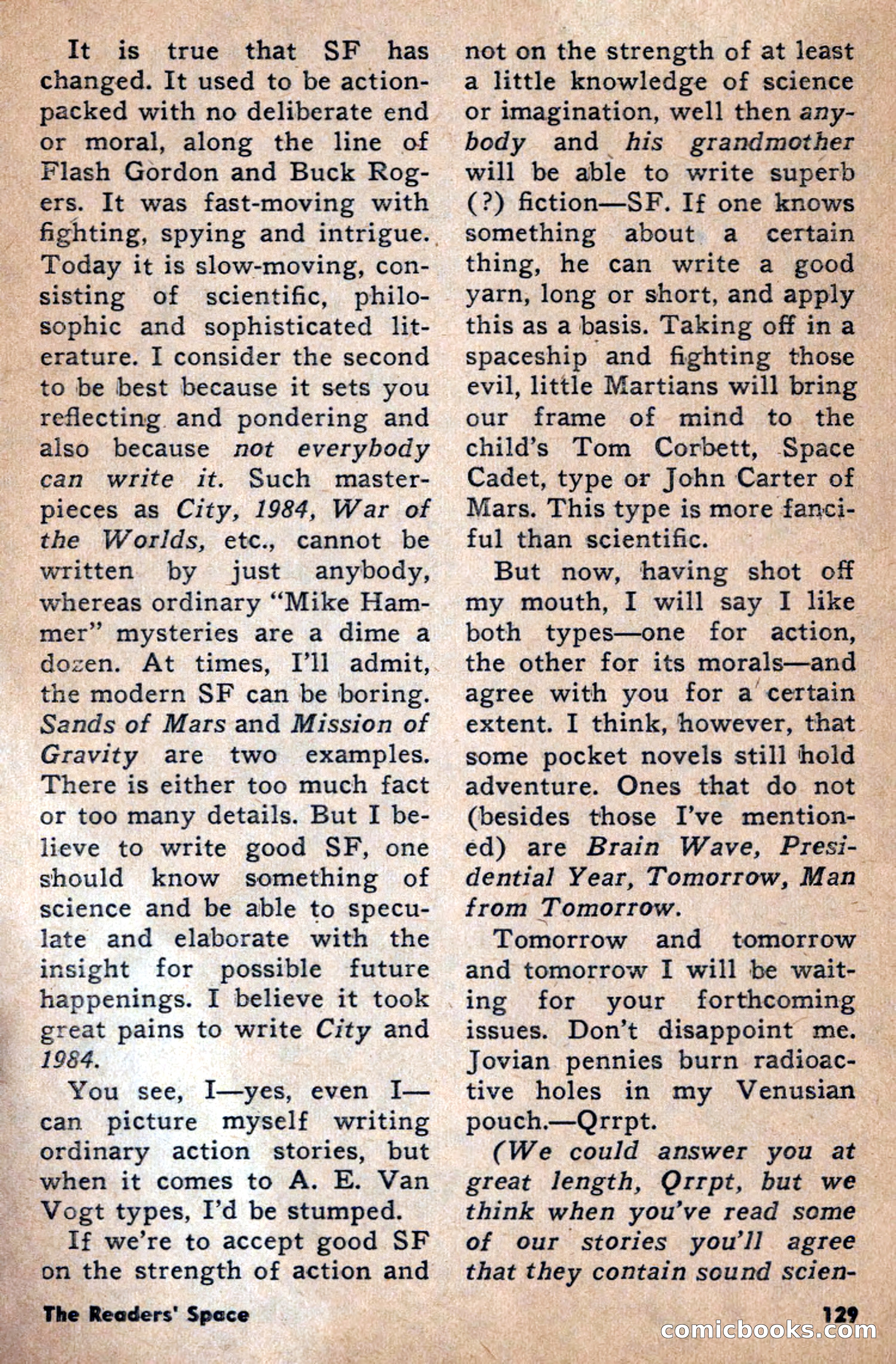 Science Fiction Adventures, April 1957 — page 129 of 132