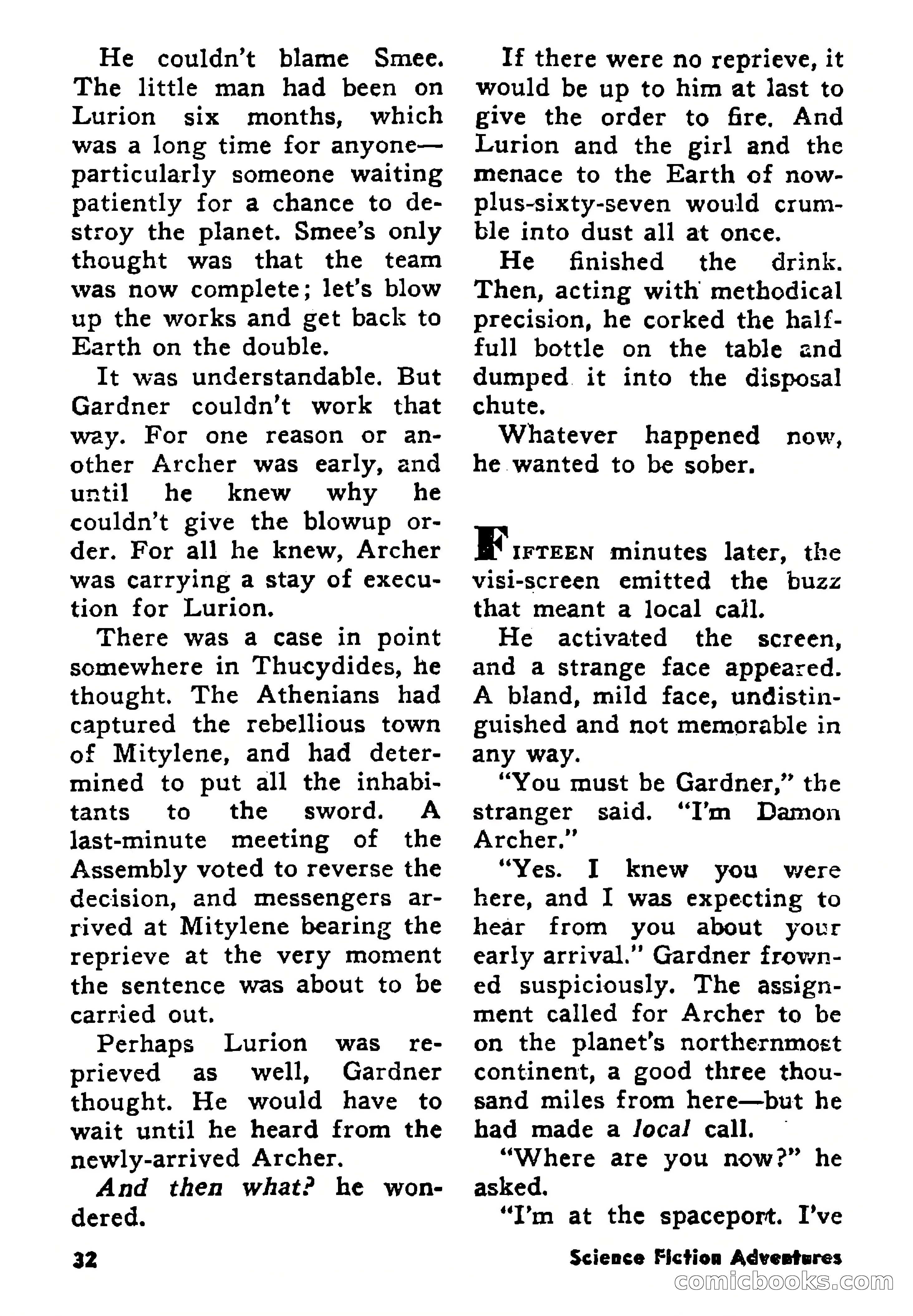 Science Fiction Adventures, August 1957 — page 32 of 133